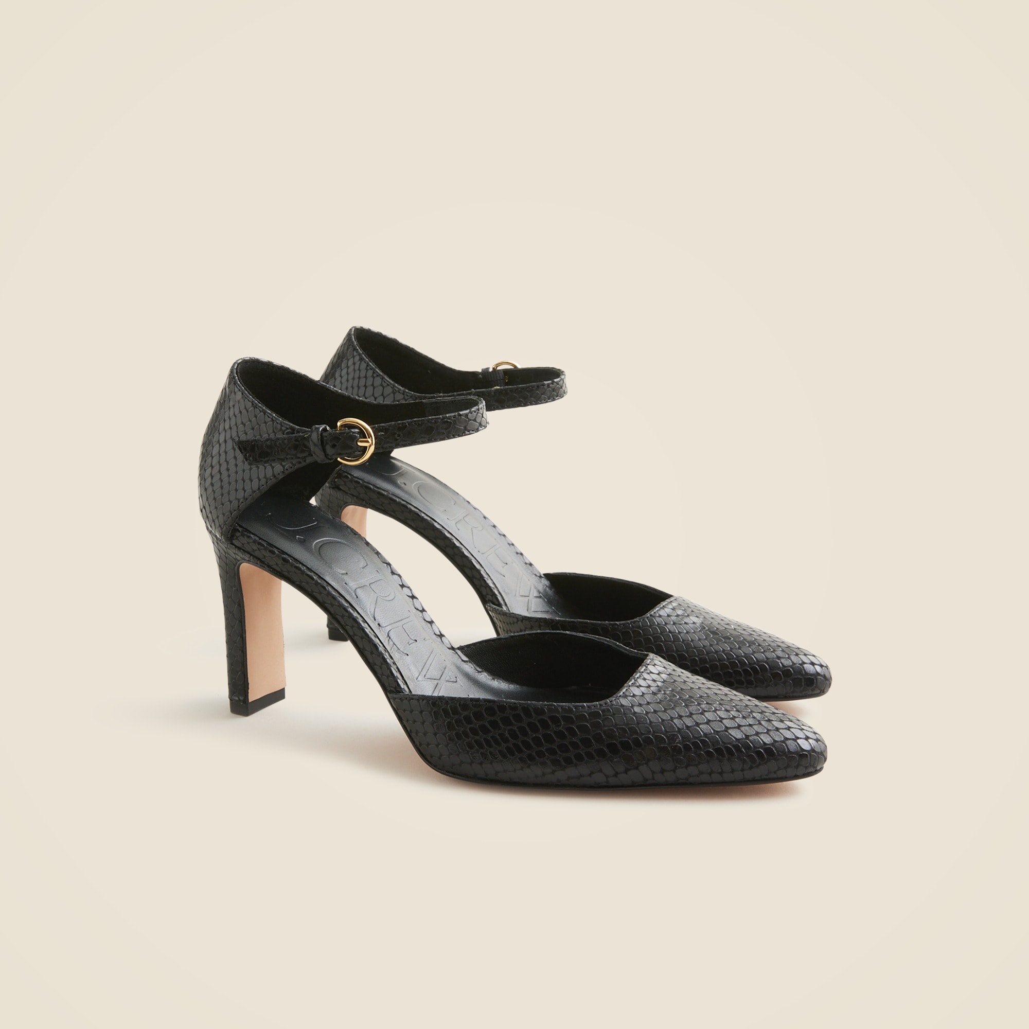 made-in-spain jules pumps in snake-embossed leather for women