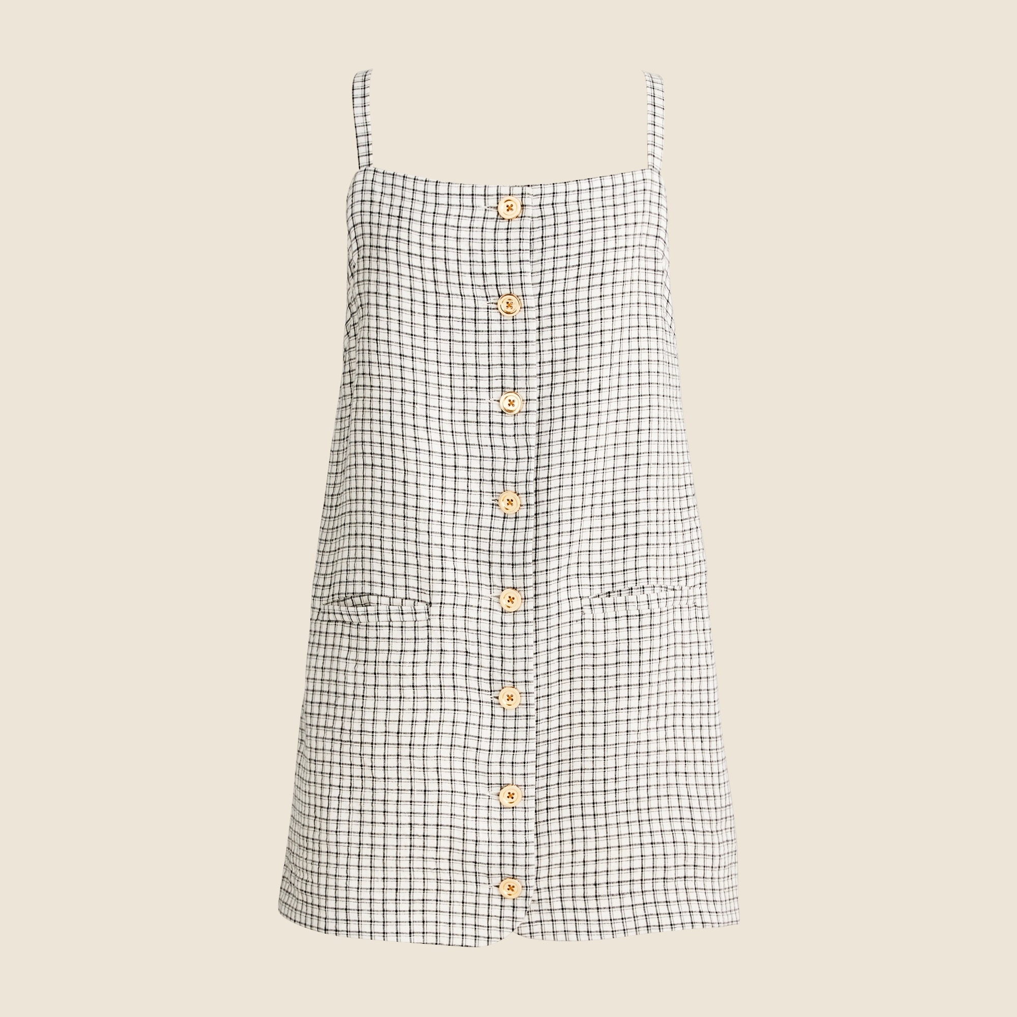 Claudia Dress In Plaid Linen For Women | J.Crew