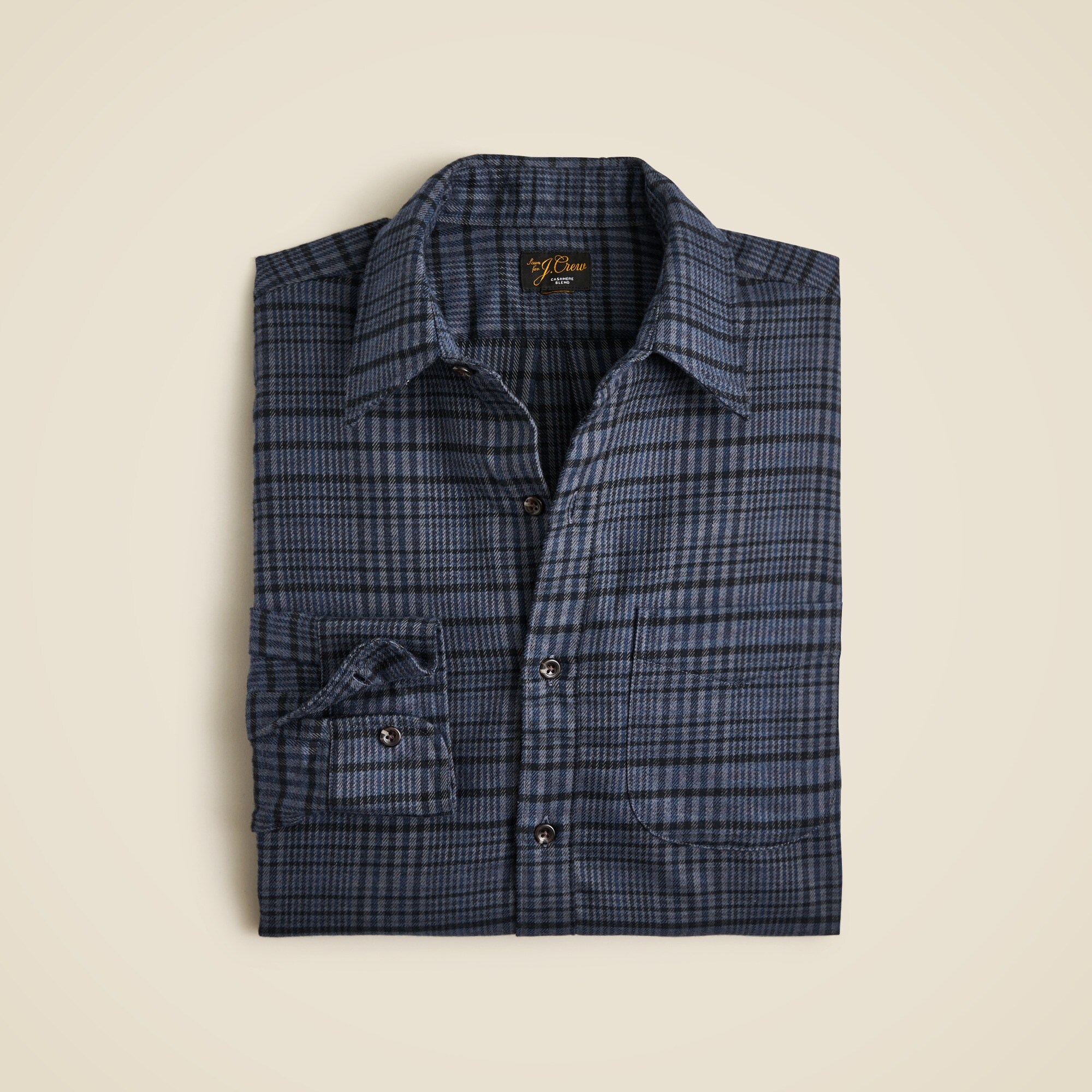 Cotton-cashmere blend shirt in check