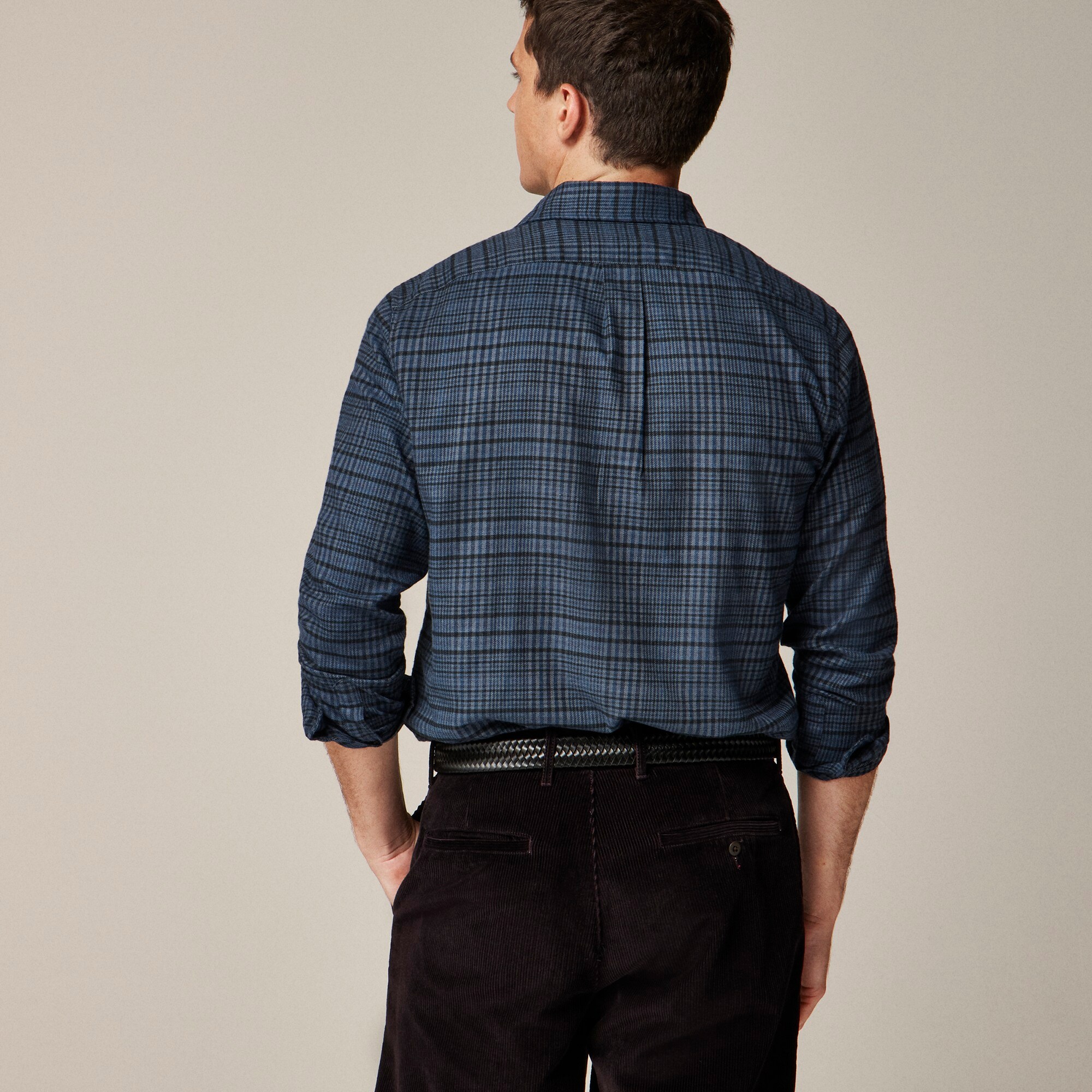 Cotton-cashmere blend shirt in check