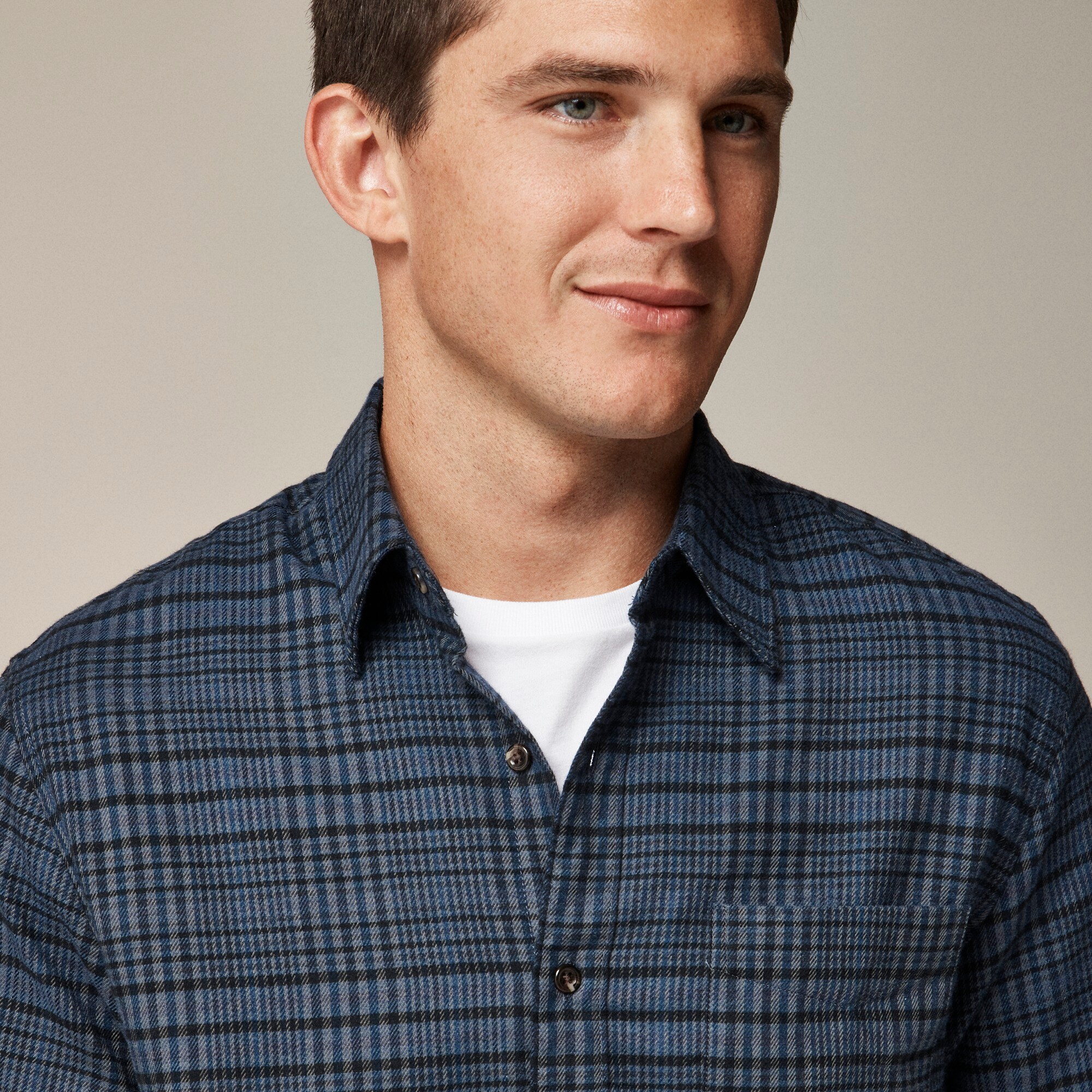 Cotton-cashmere blend shirt in check