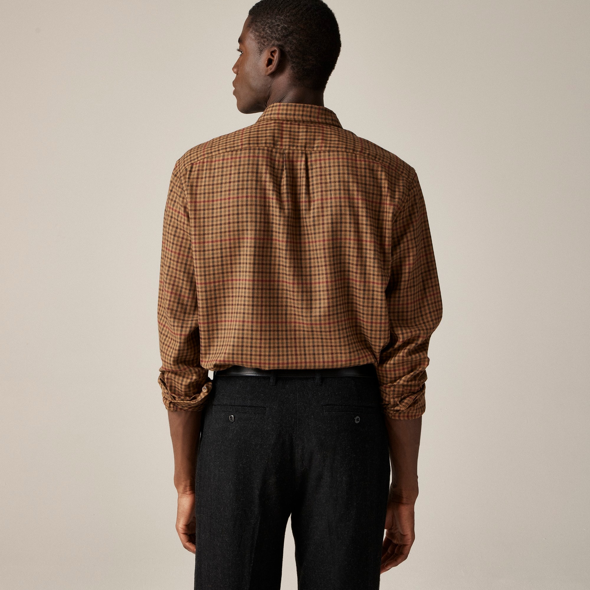 Cotton-cashmere blend shirt in check