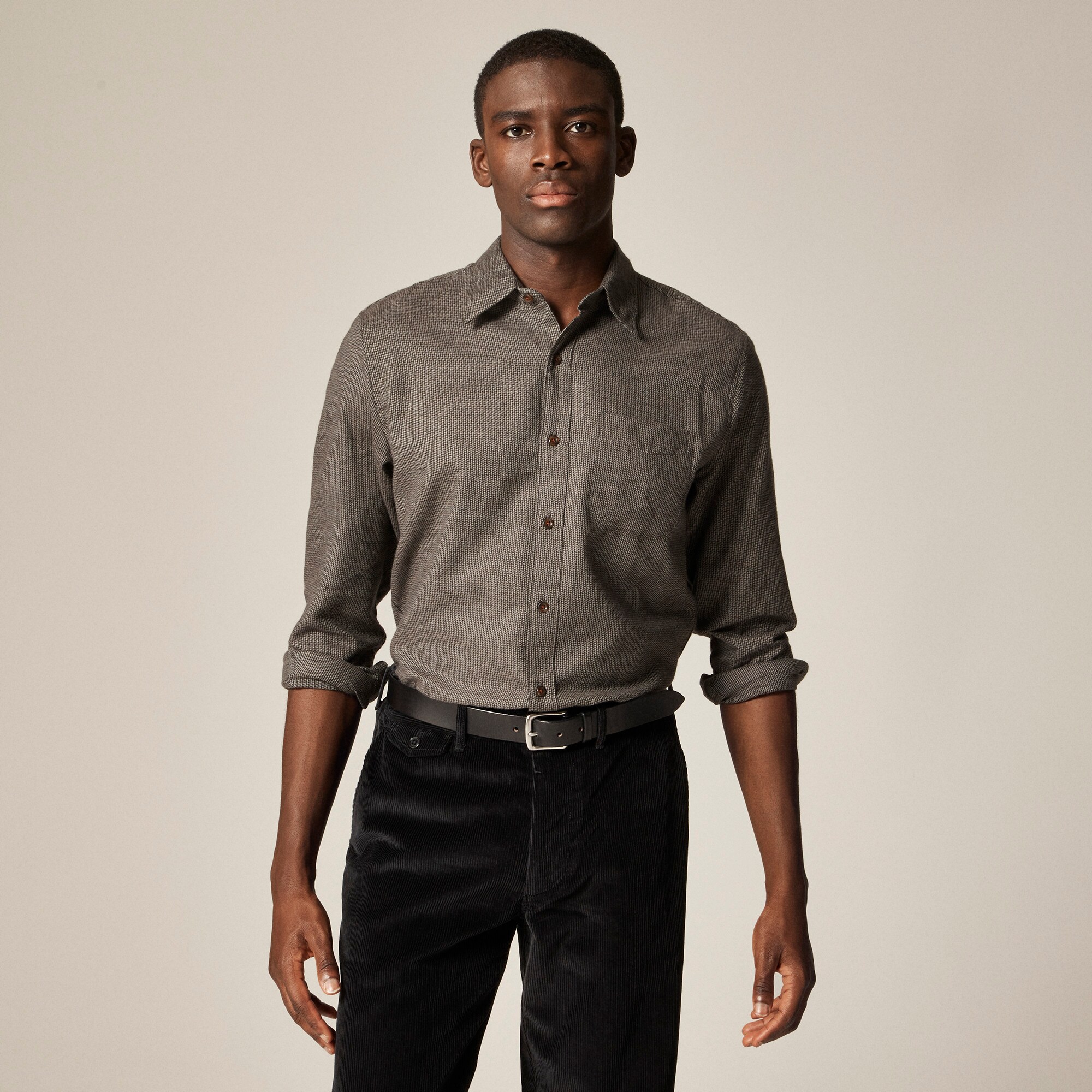 Cotton-cashmere blend shirt in check