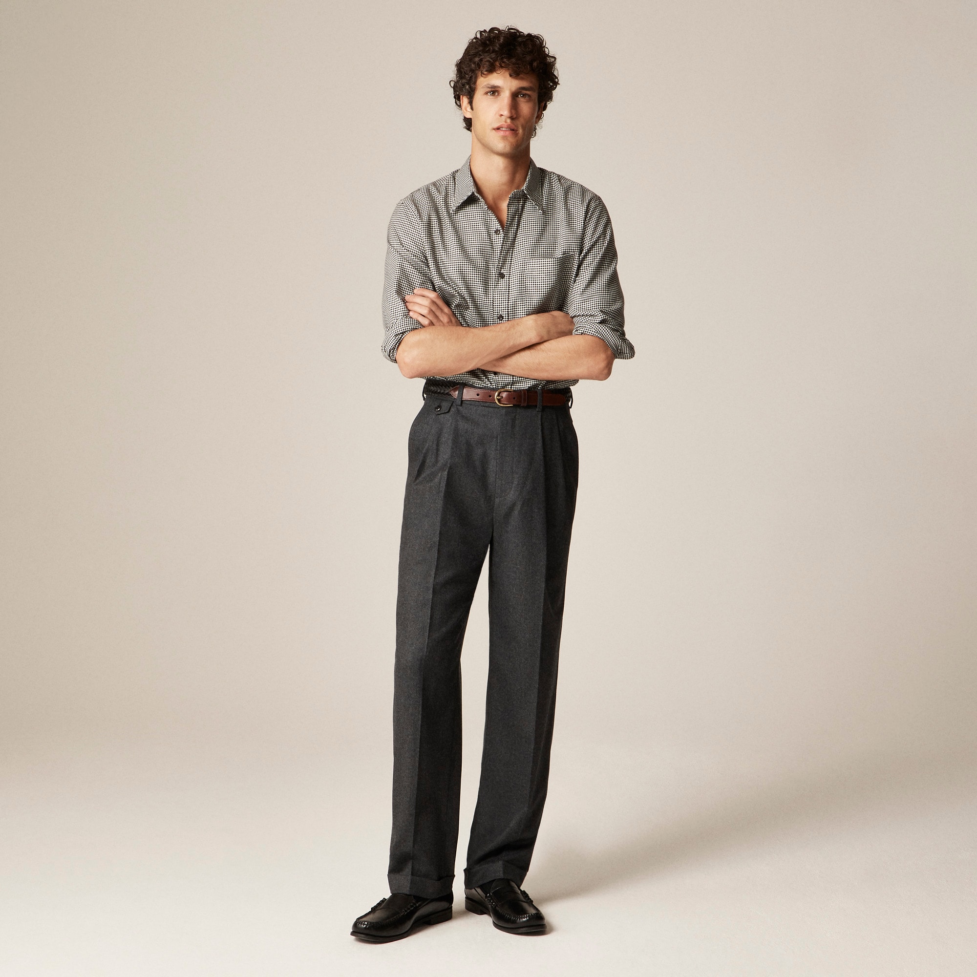 Cotton-cashmere blend shirt in check