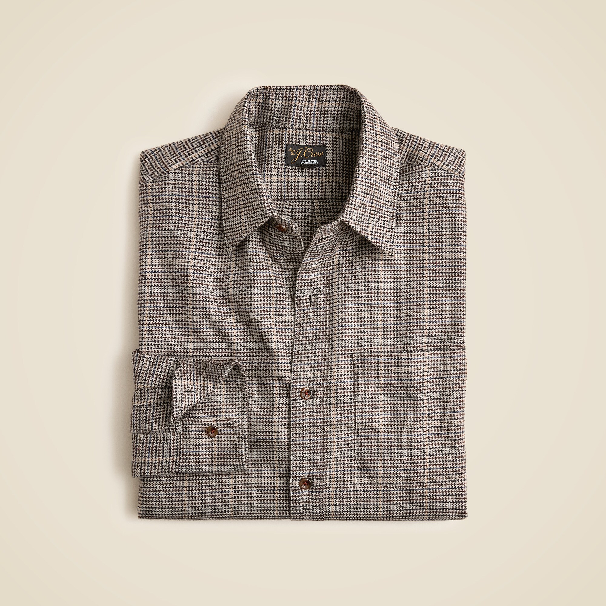  Cotton-cashmere blend shirt in check