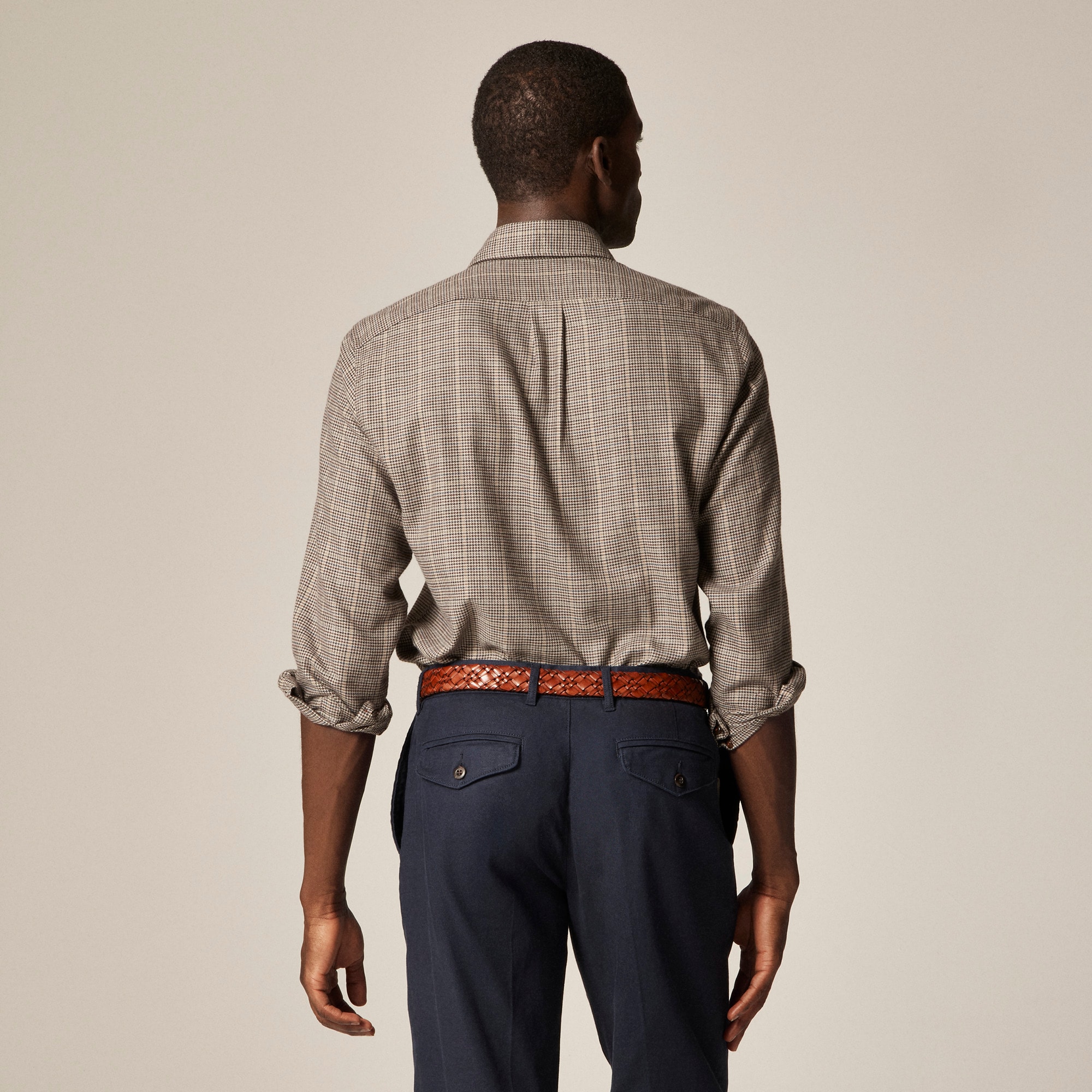 Cotton-cashmere blend shirt in check