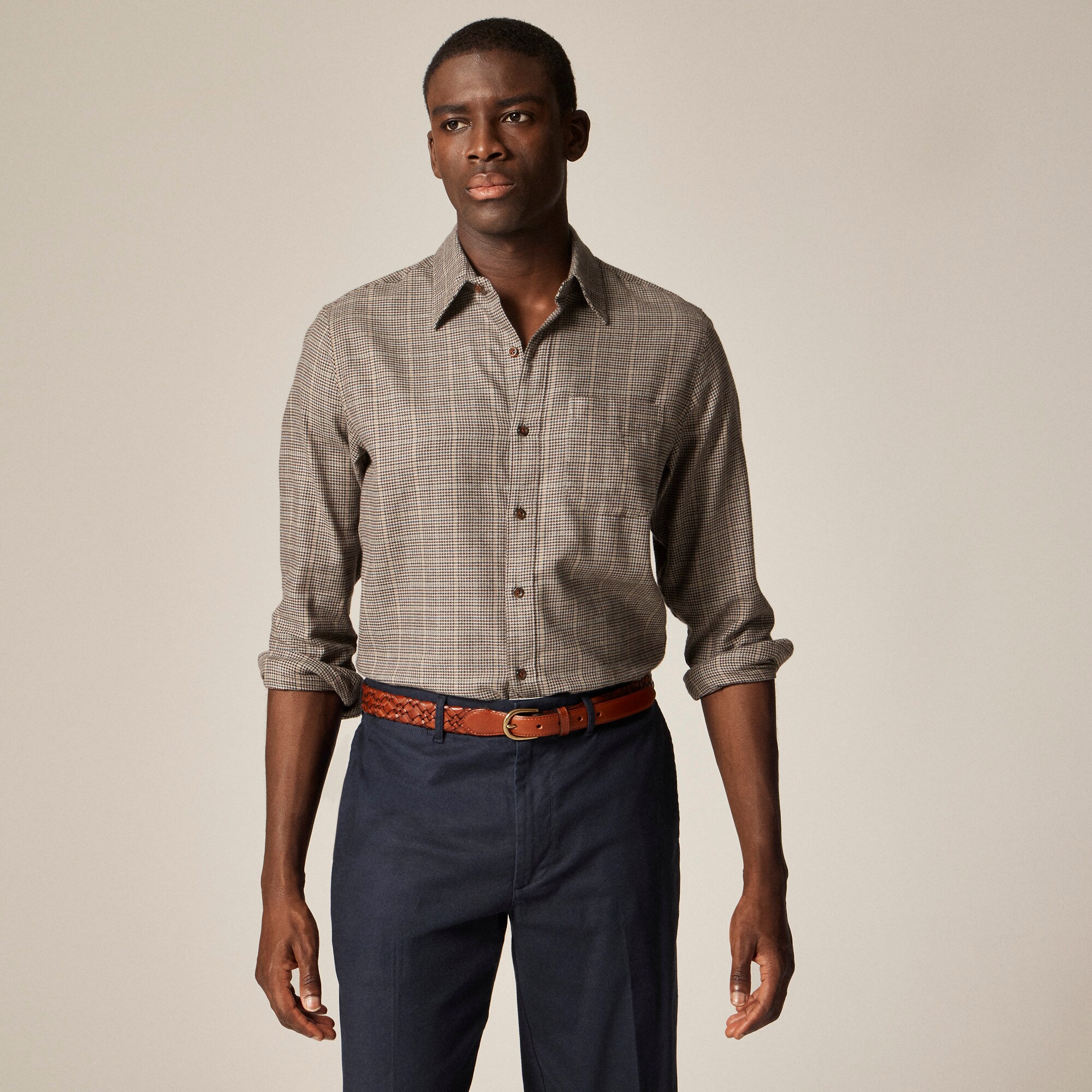 mens Cotton-cashmere blend shirt in check