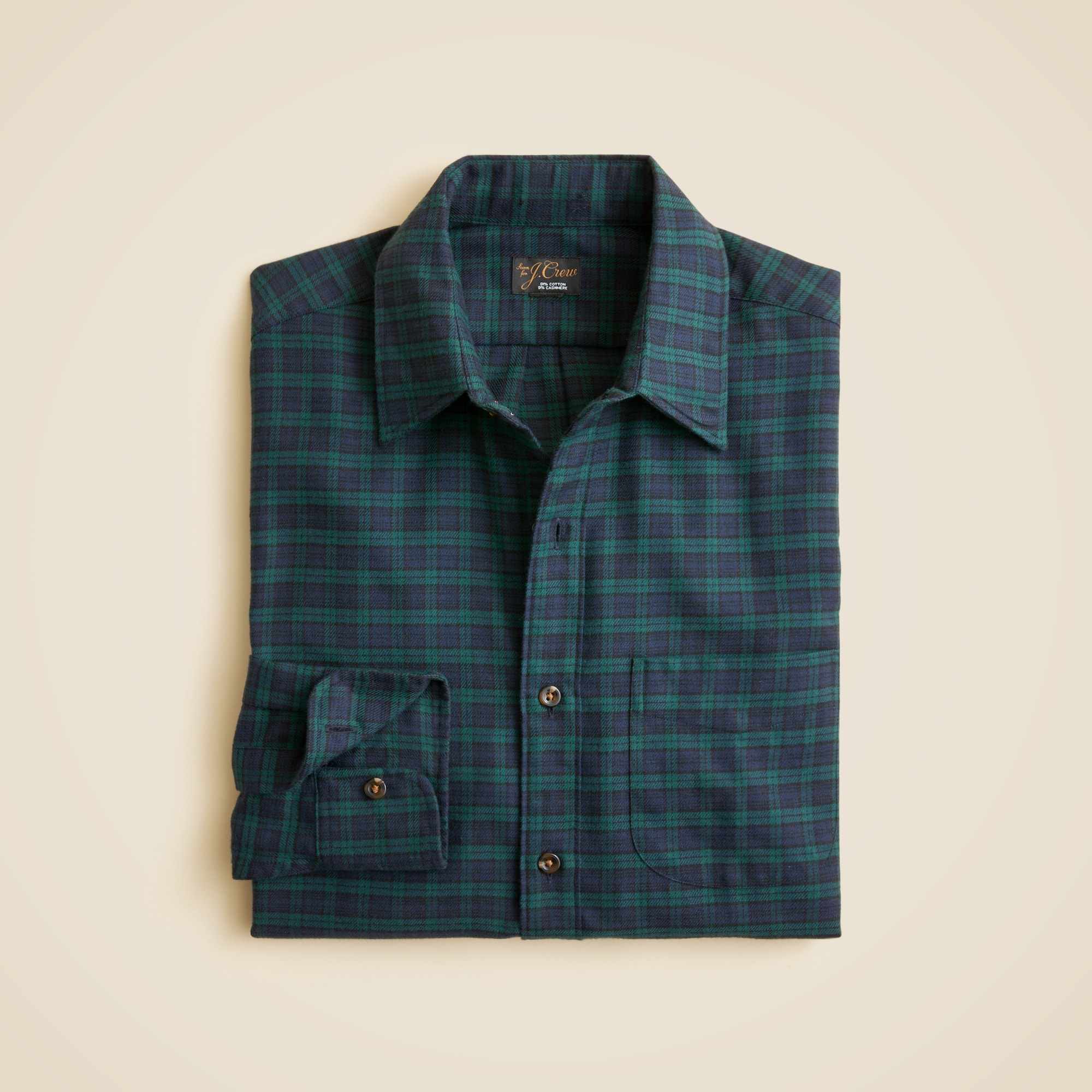 Cotton-cashmere blend shirt in check