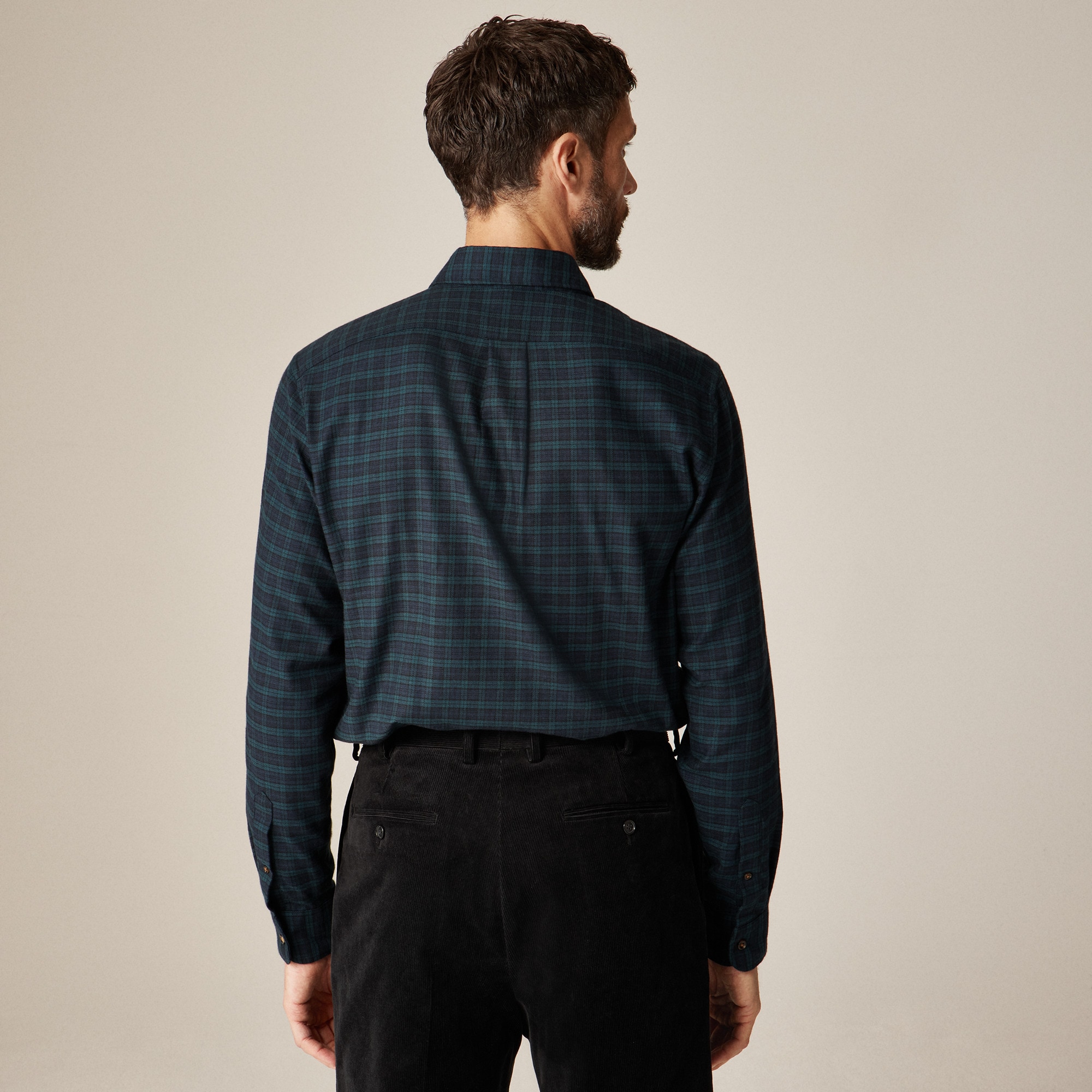 Cotton-cashmere blend shirt in check