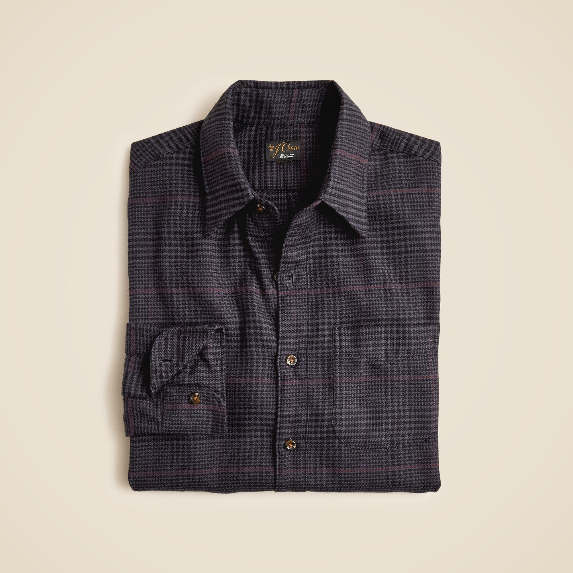 Cotton-cashmere blend shirt in check