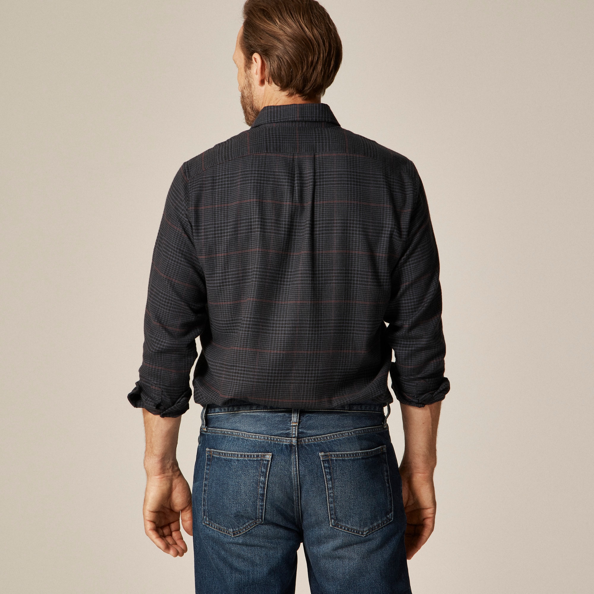 Cotton-cashmere blend shirt in check