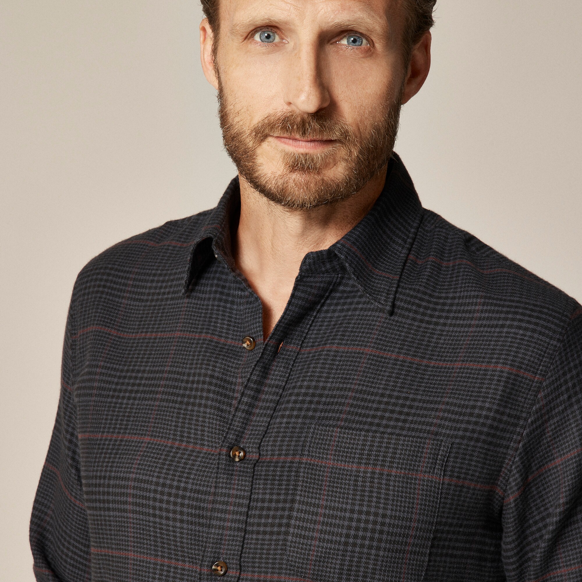 Cotton-cashmere blend shirt in check
