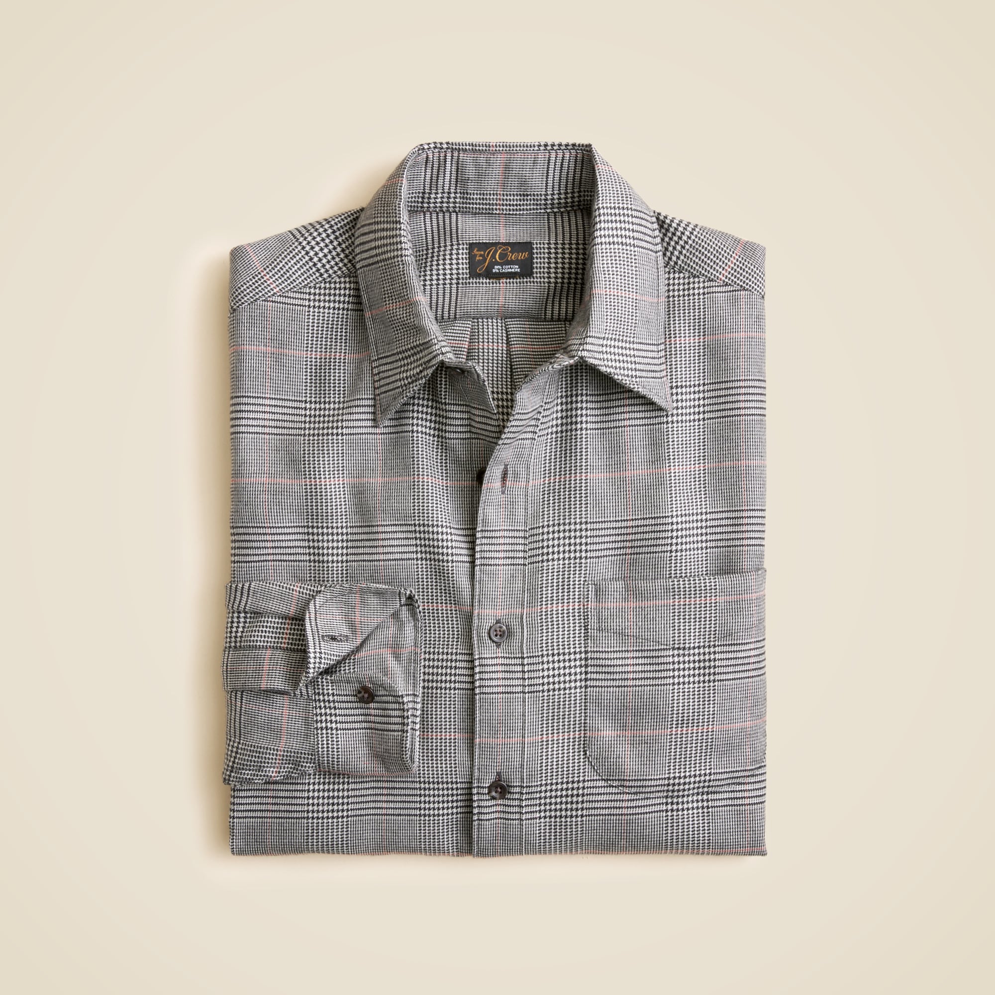 Cotton-cashmere blend shirt in check