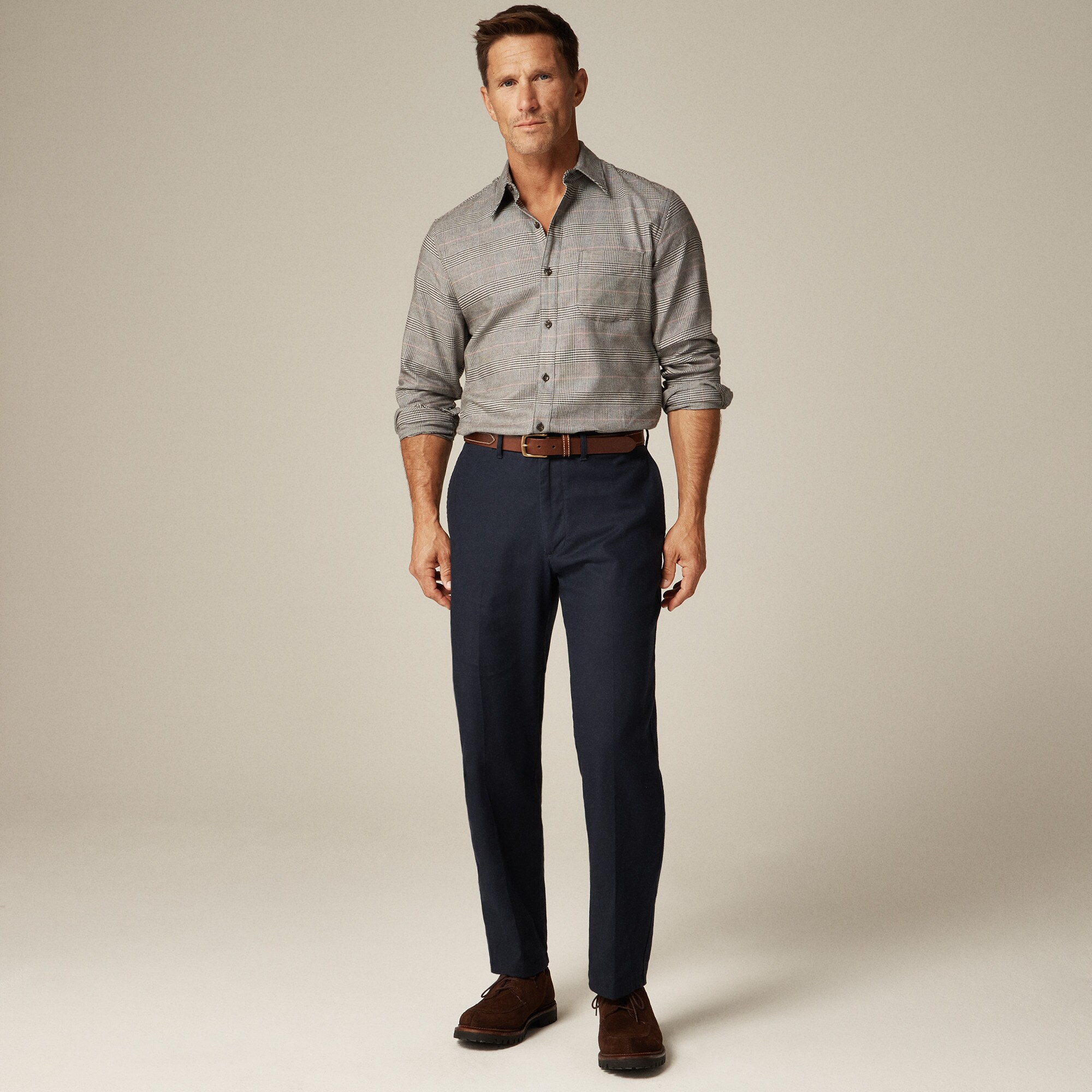 Cotton-cashmere blend shirt in check