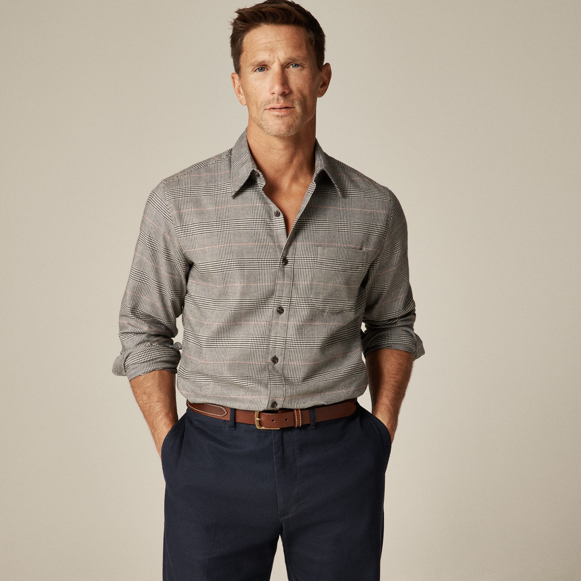 トップス echeveria Washed Cotton Cashmere Shirt 1 Cotton-cashmere Blend Shirt In Check For Men | J.Crew