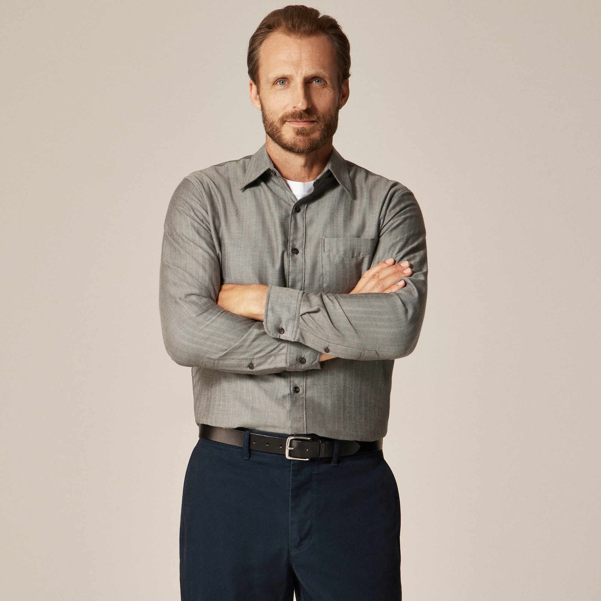 トップス CASHMERE COTTON GOLD CHECK SHIRT Cotton-cashmere Blend Shirt In Check For Men | J.Crew
