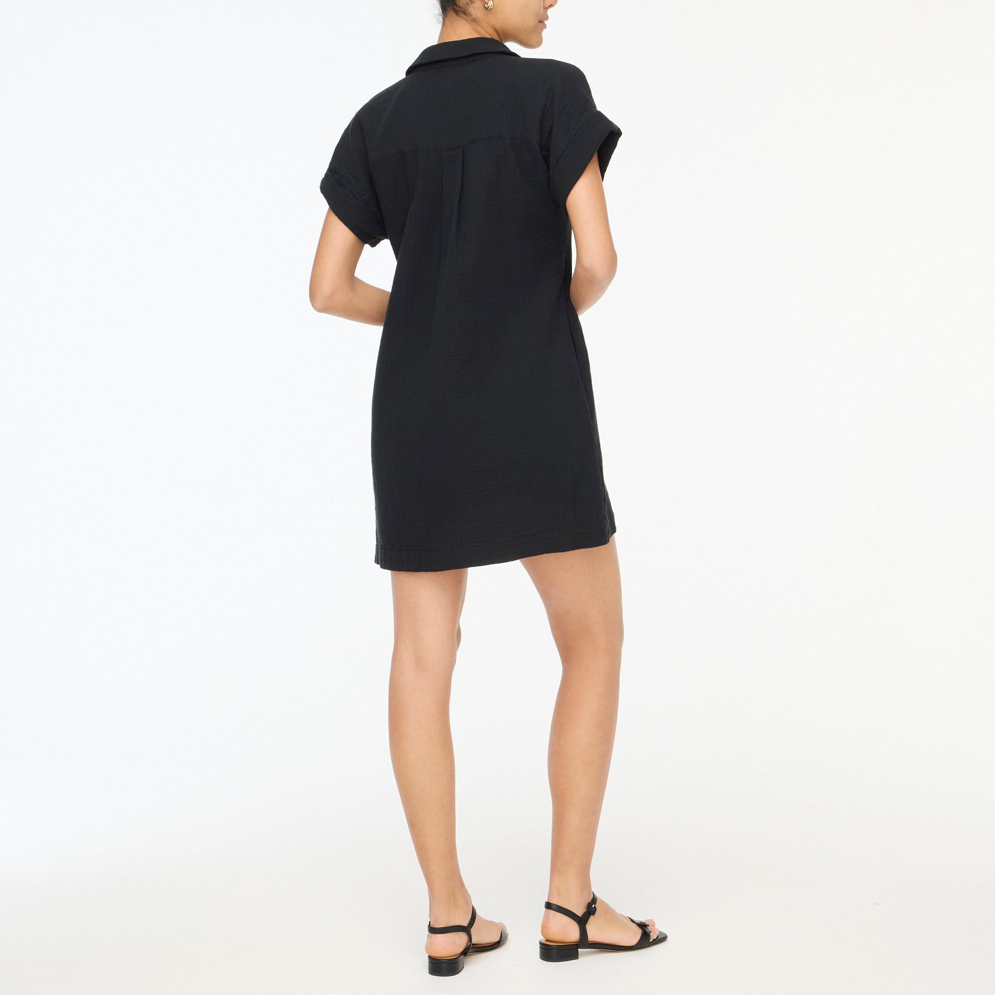 Short-sleeve gauze popover dress