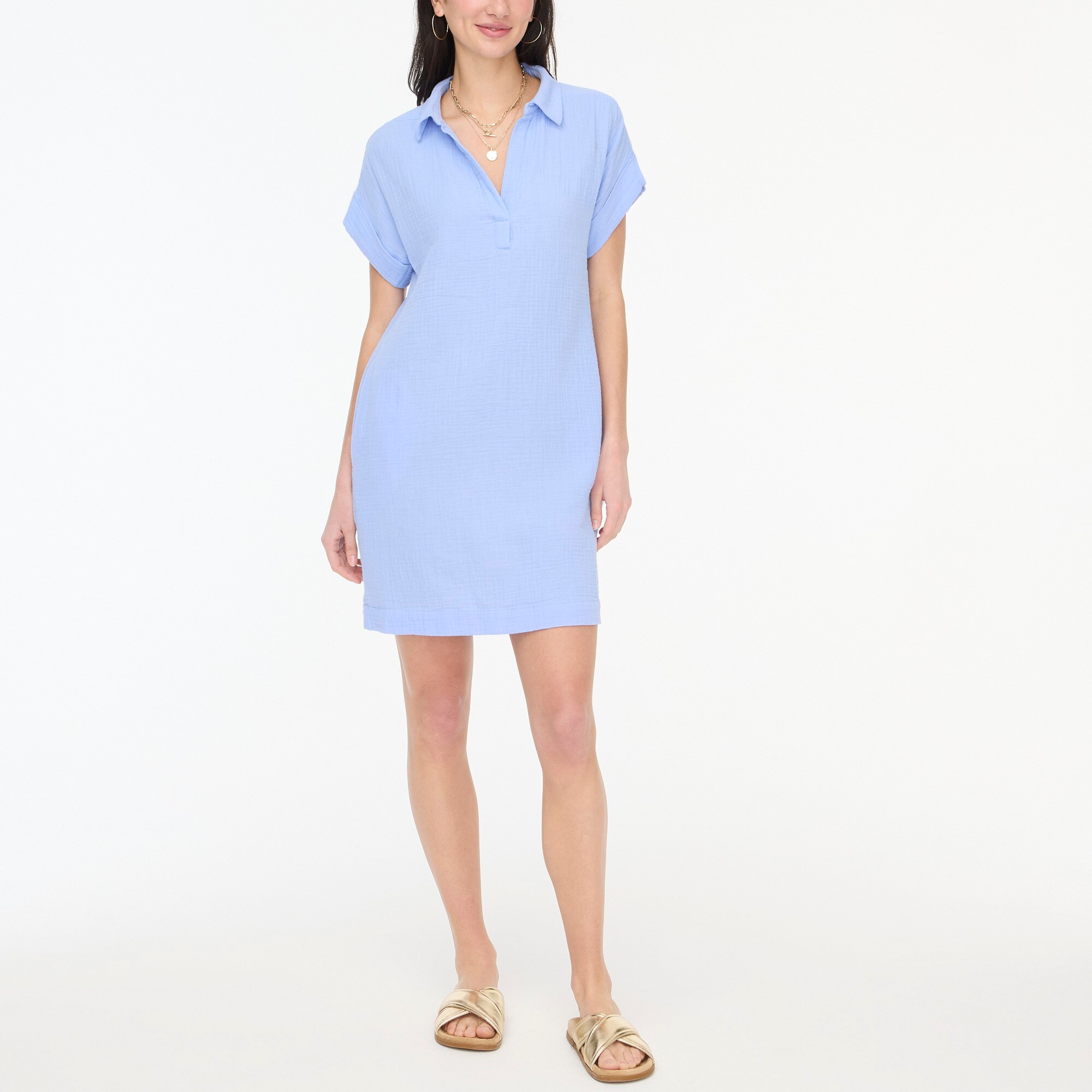 womens Short-sleeve gauze popover dress