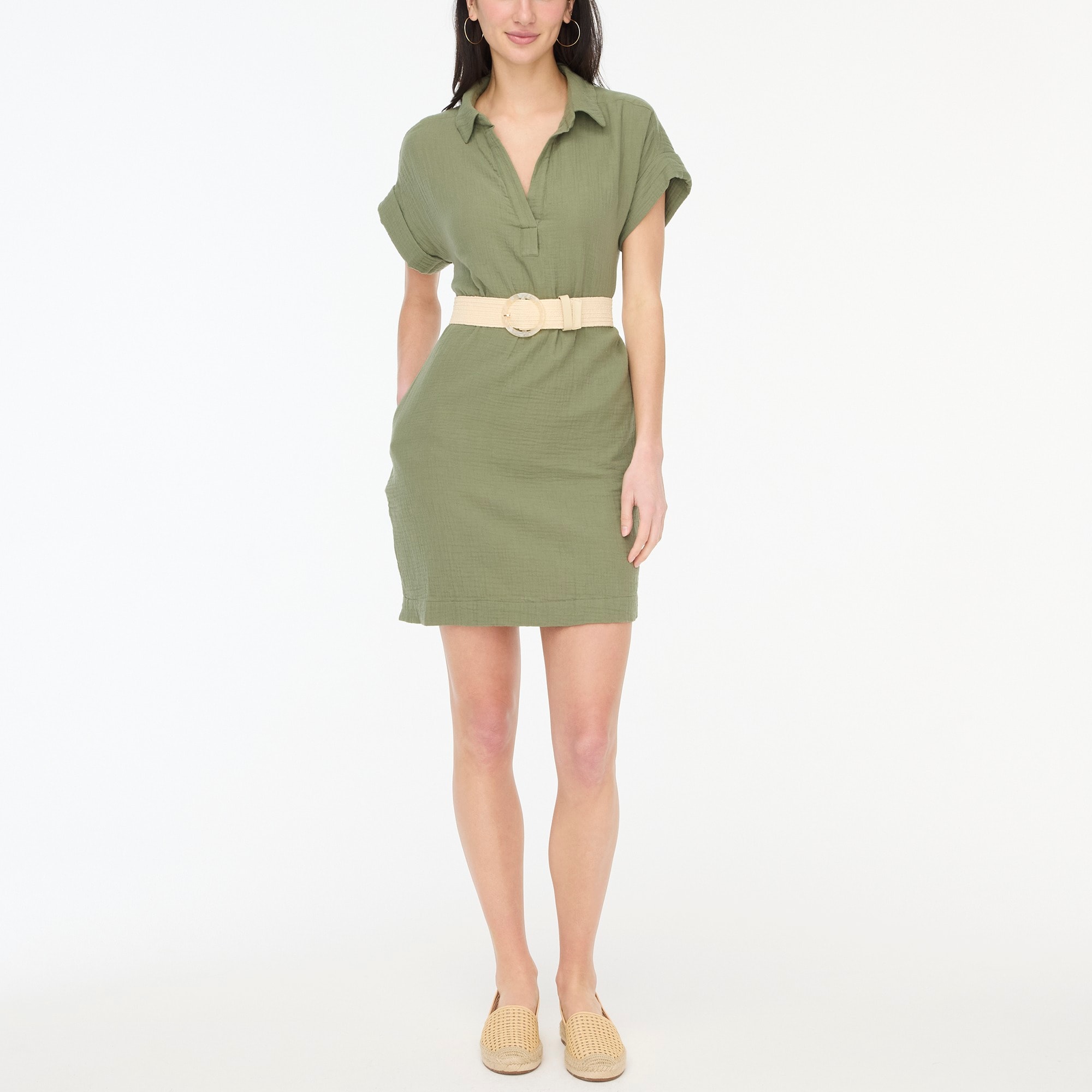 womens Short-sleeve gauze popover dress