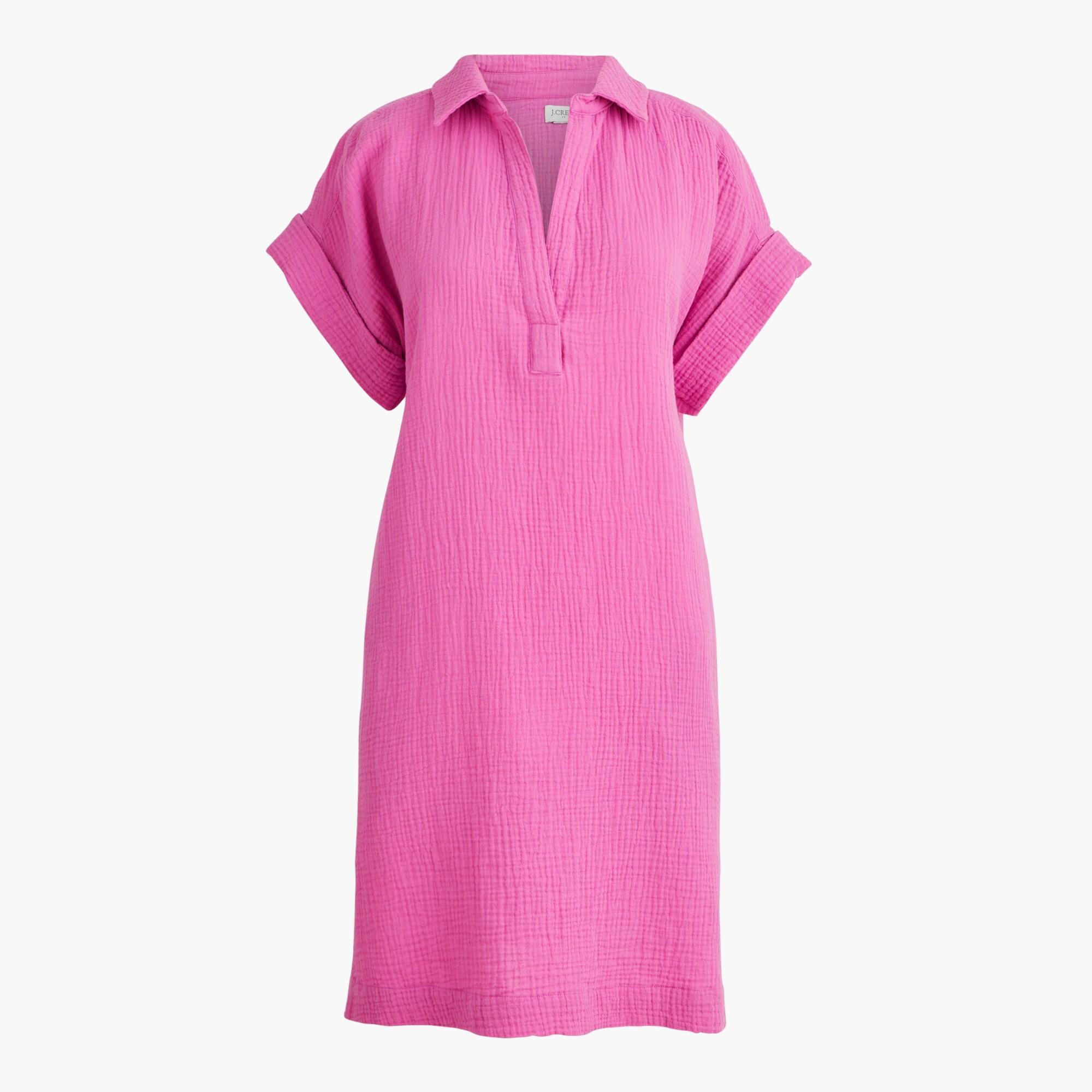 Short-sleeve gauze popover dress