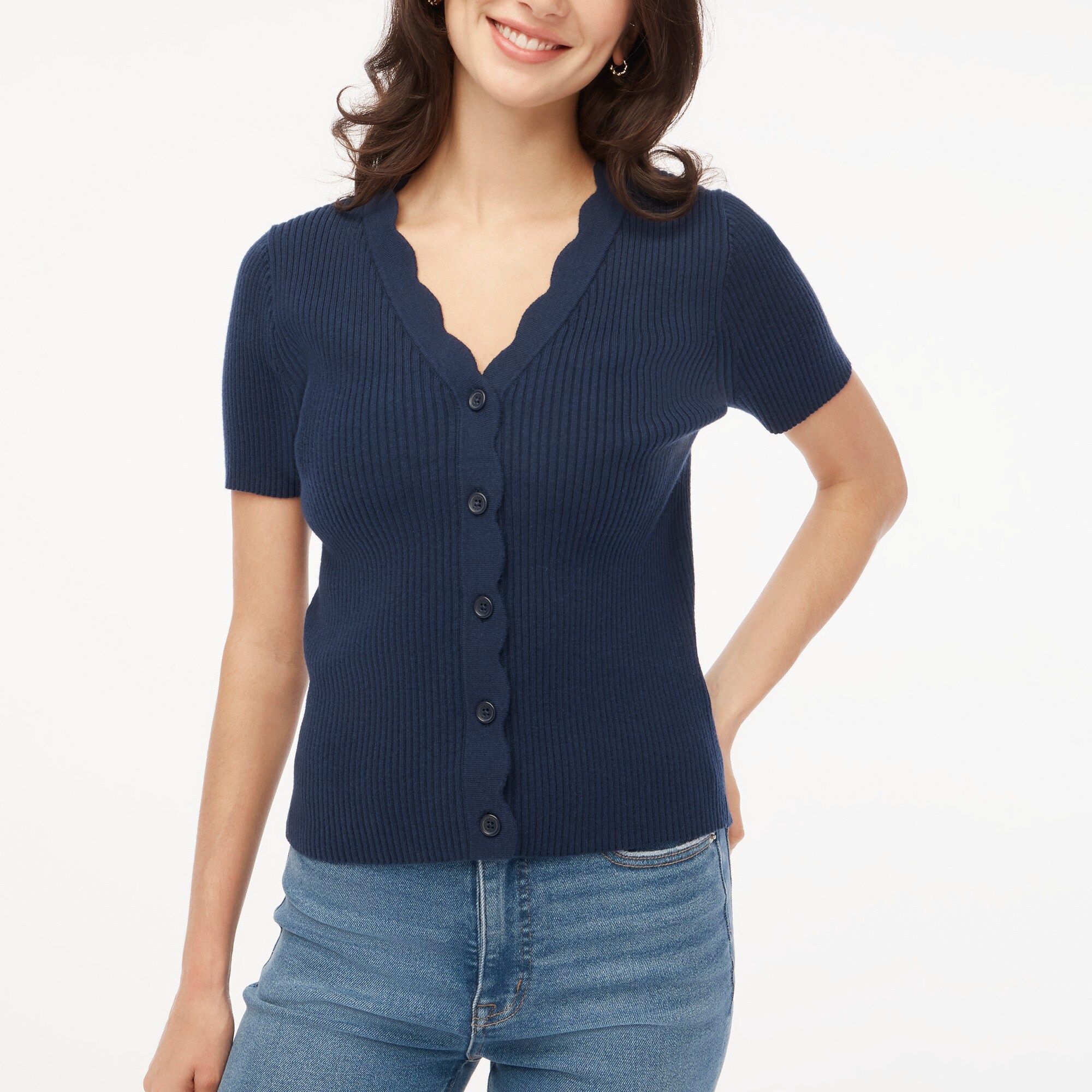 Cardigan Court Femme Express Design Studio - Manches Courtes Gris Taille S - Occasion Très Bon État