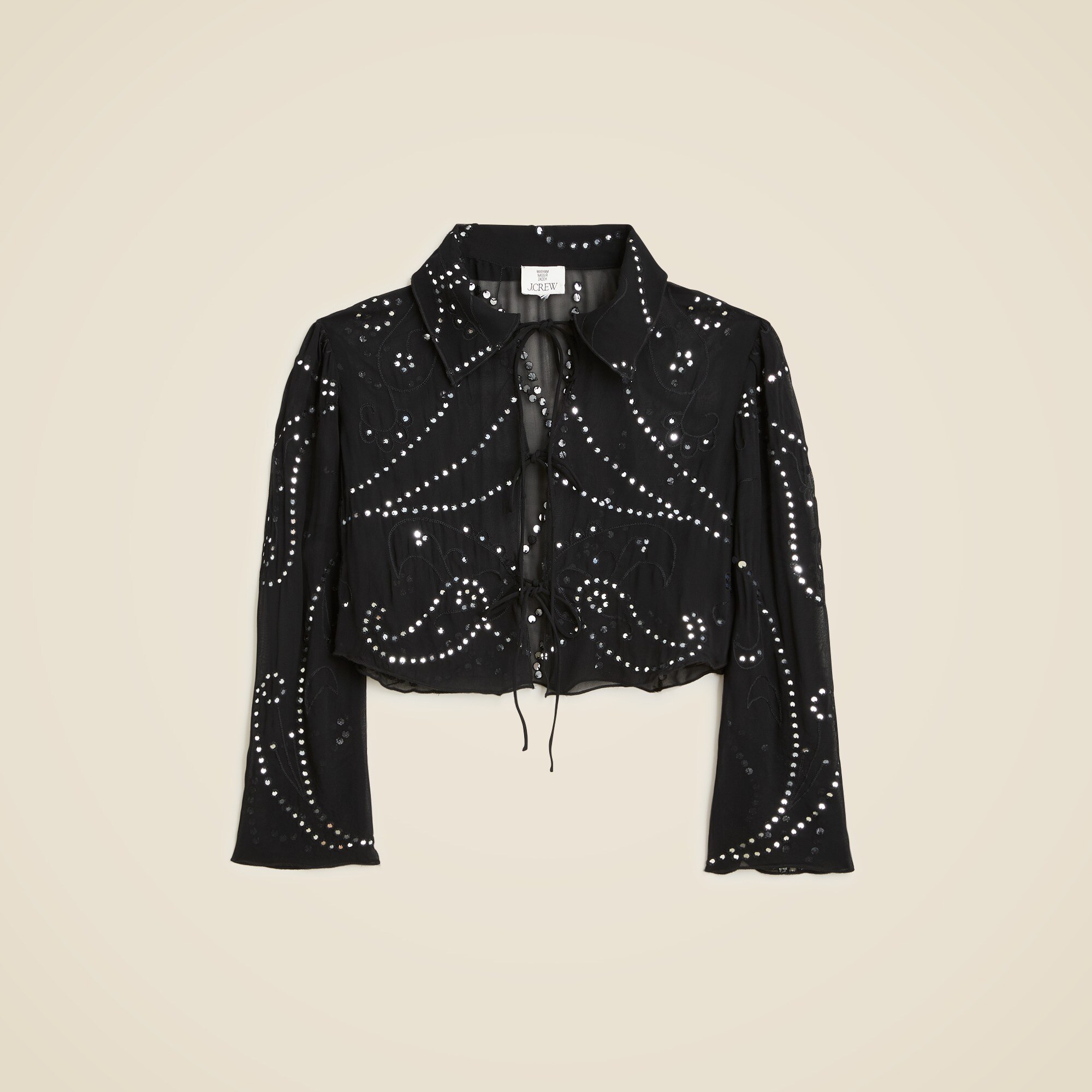 Maryam Nassir Zadeh X J.Crew Sheer Embellished Top In Chiffon For