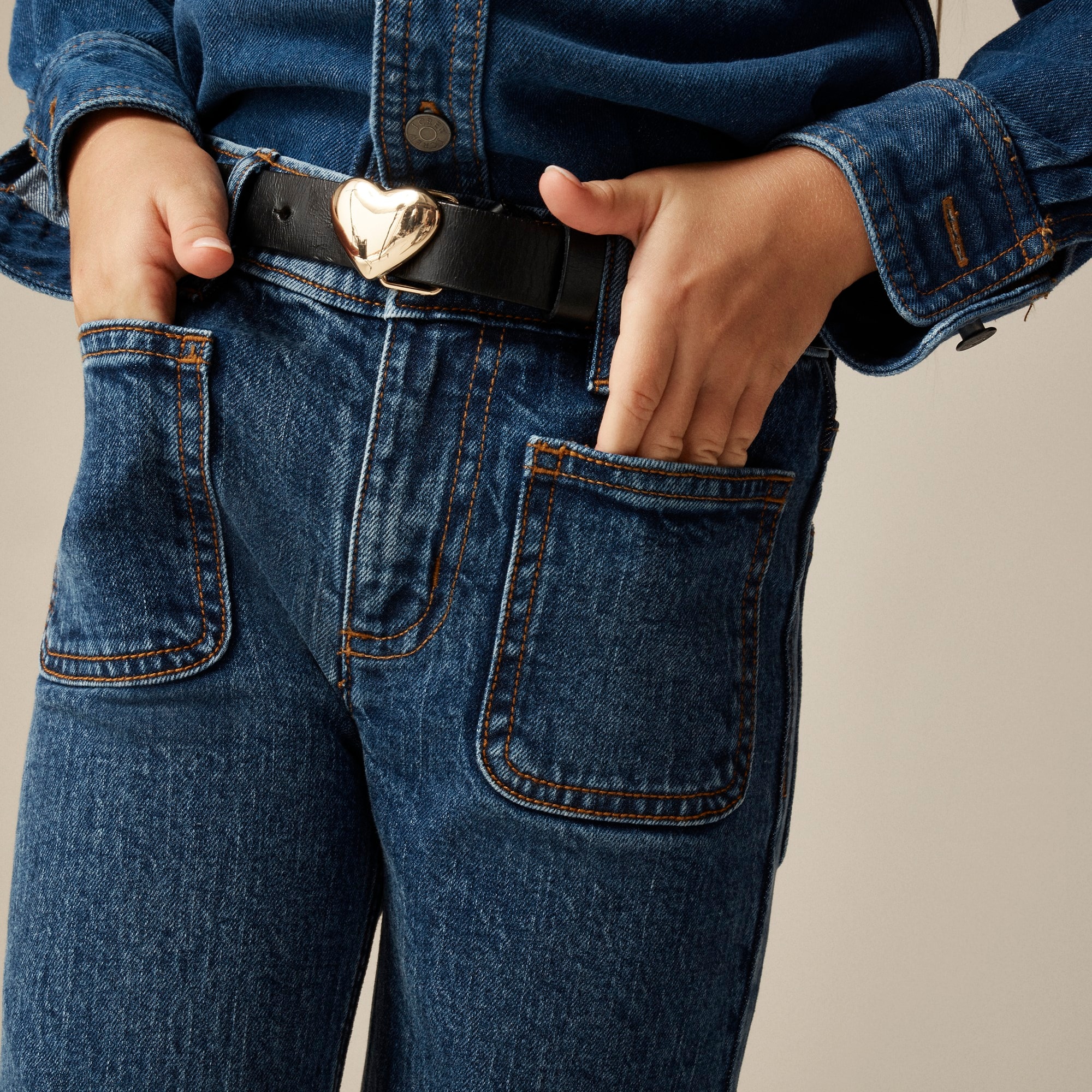 Girls' Sailor stretch denim trouser