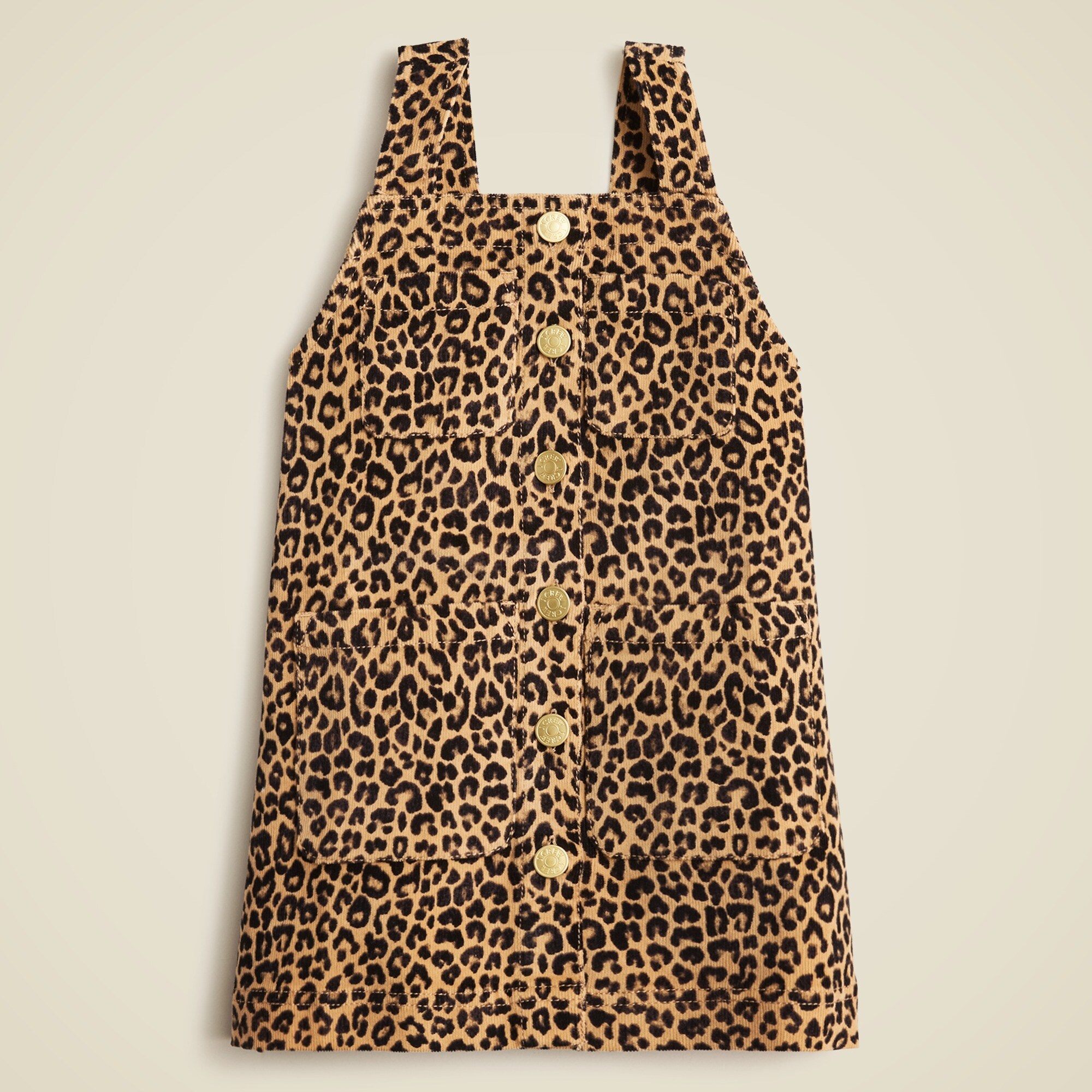 brown corduroy dress girls Floral Detail Button Corduroy Dress For Girls