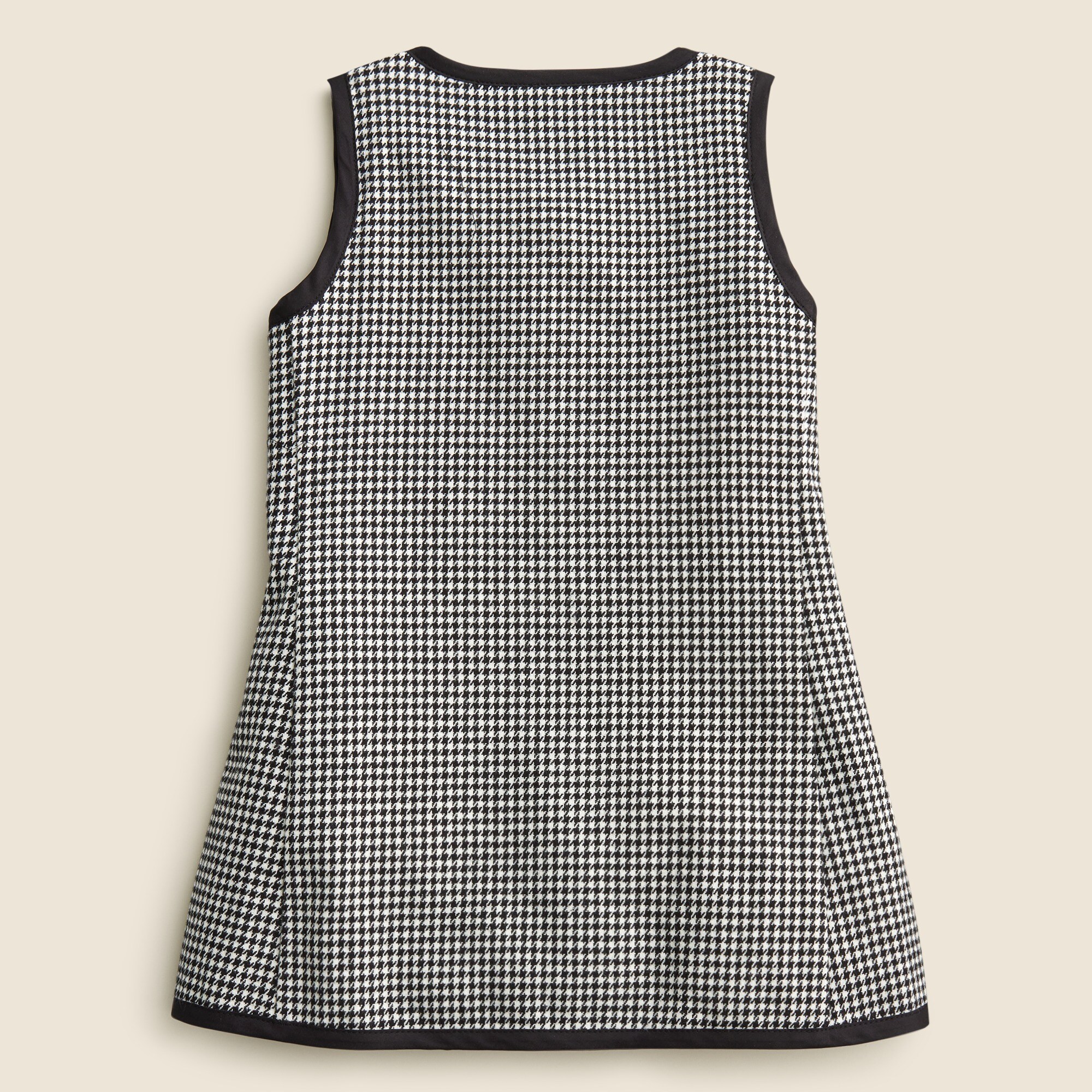 Girls' patch-pocket dress in houndstooth