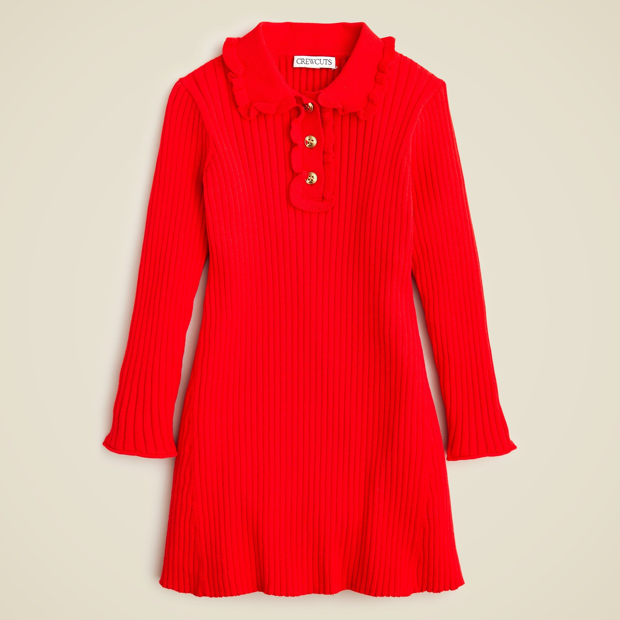 Girls' ruffle-collar sweater-dress