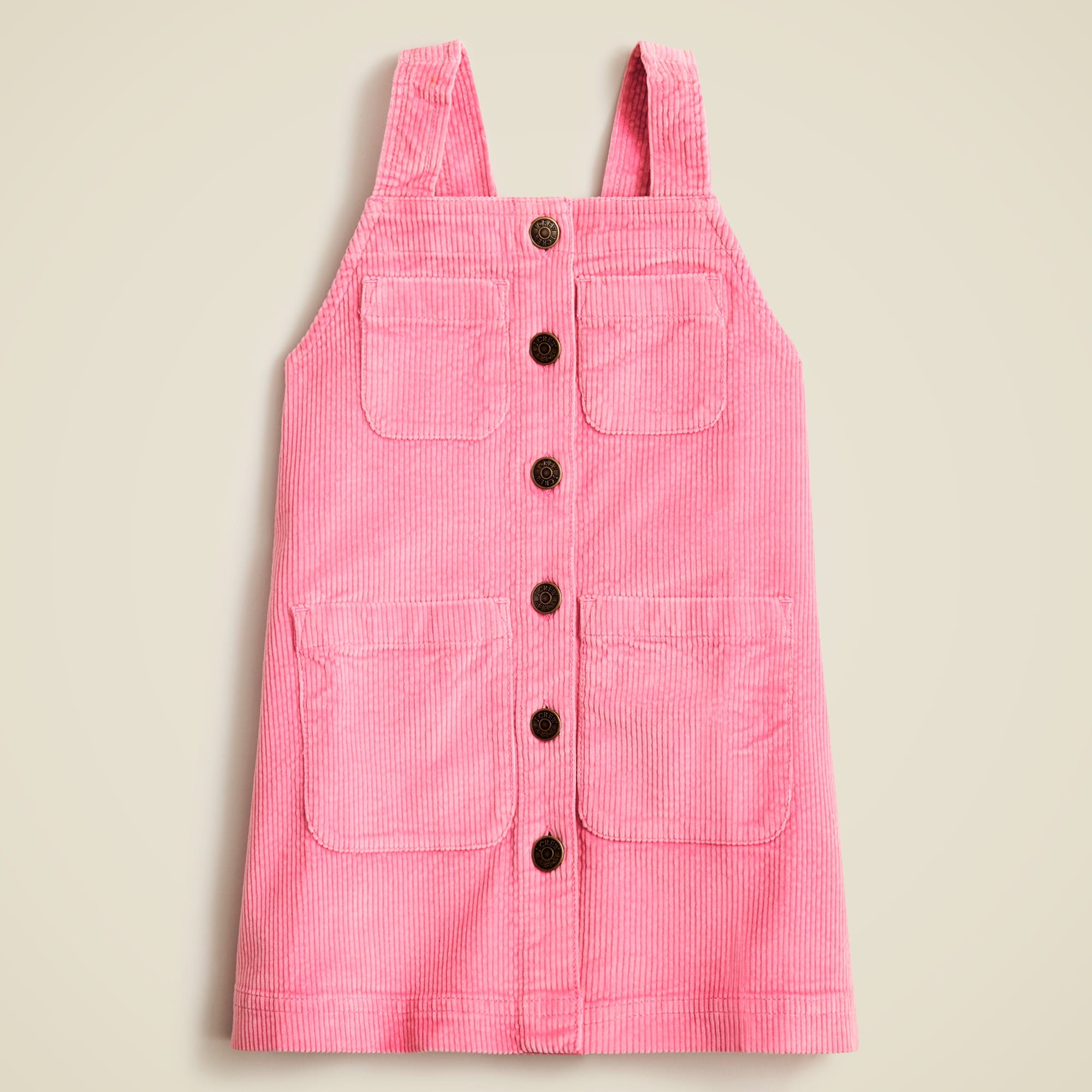 Girls' button-front dress in wide-wale corduroy