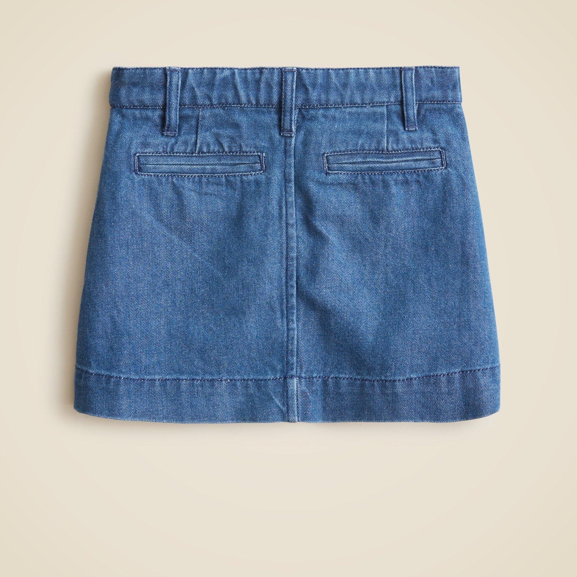 Girls' button-up skirt in drapey denim