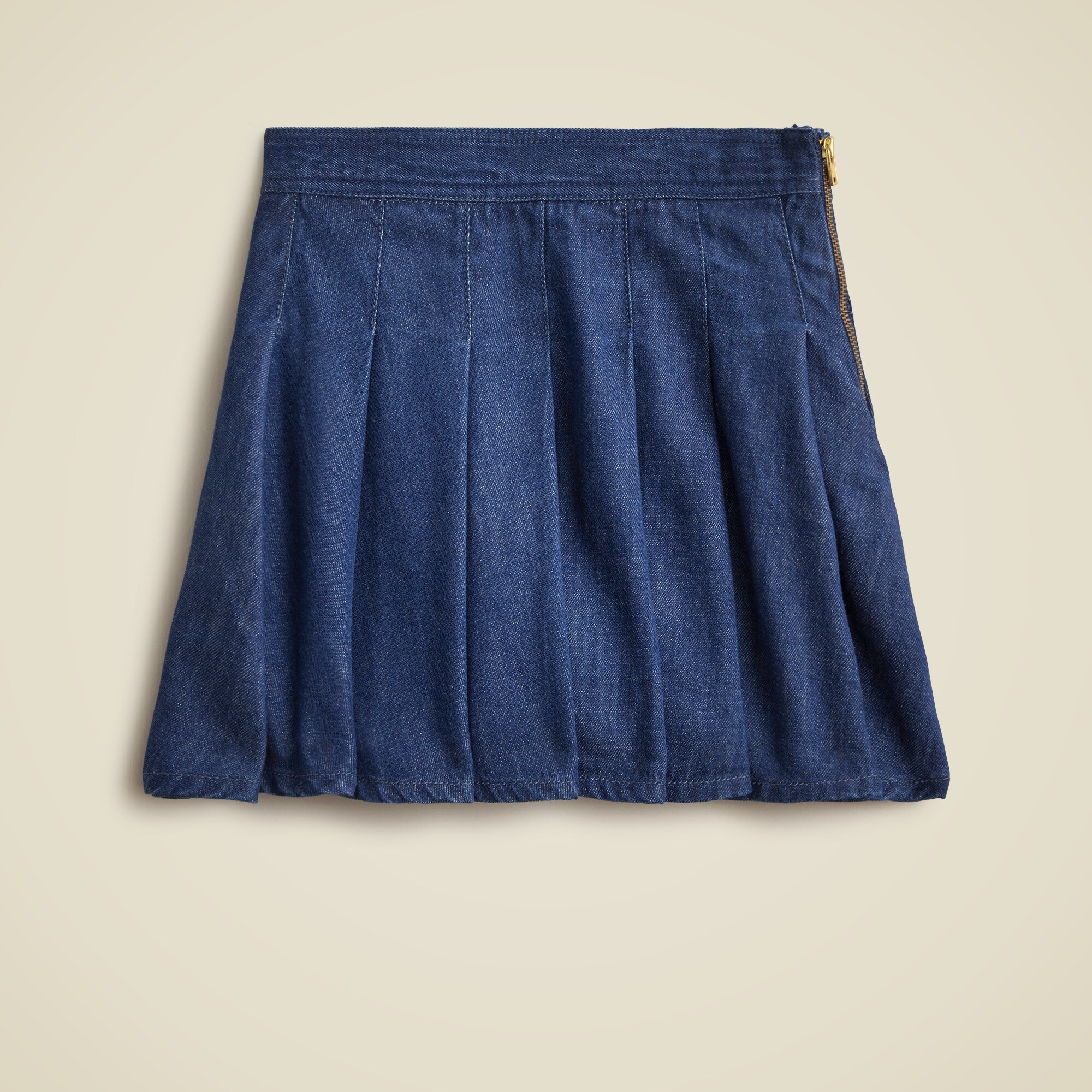 Girls' pleated skirt in drapey denim