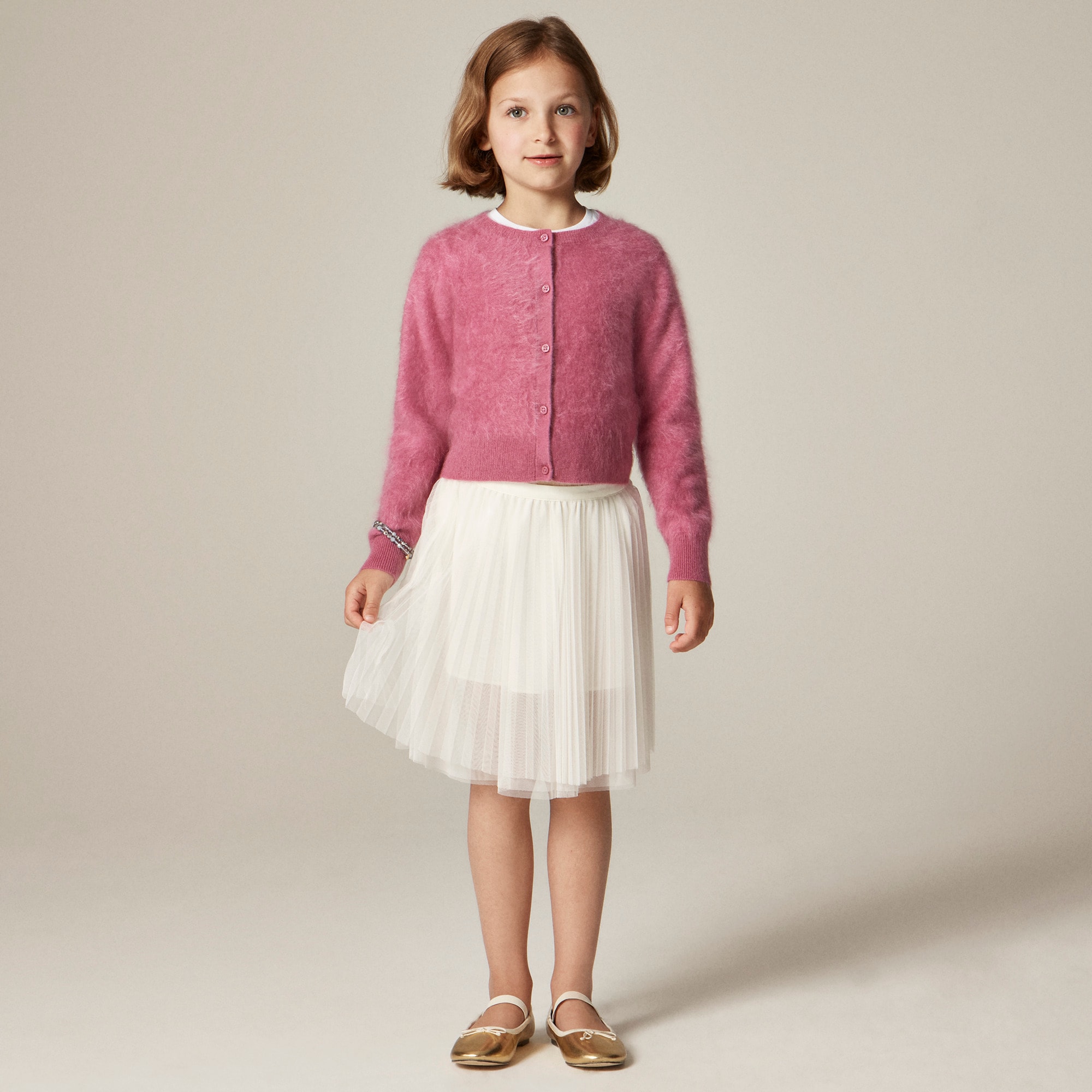 Girls' pleated midi skirt in tulle
