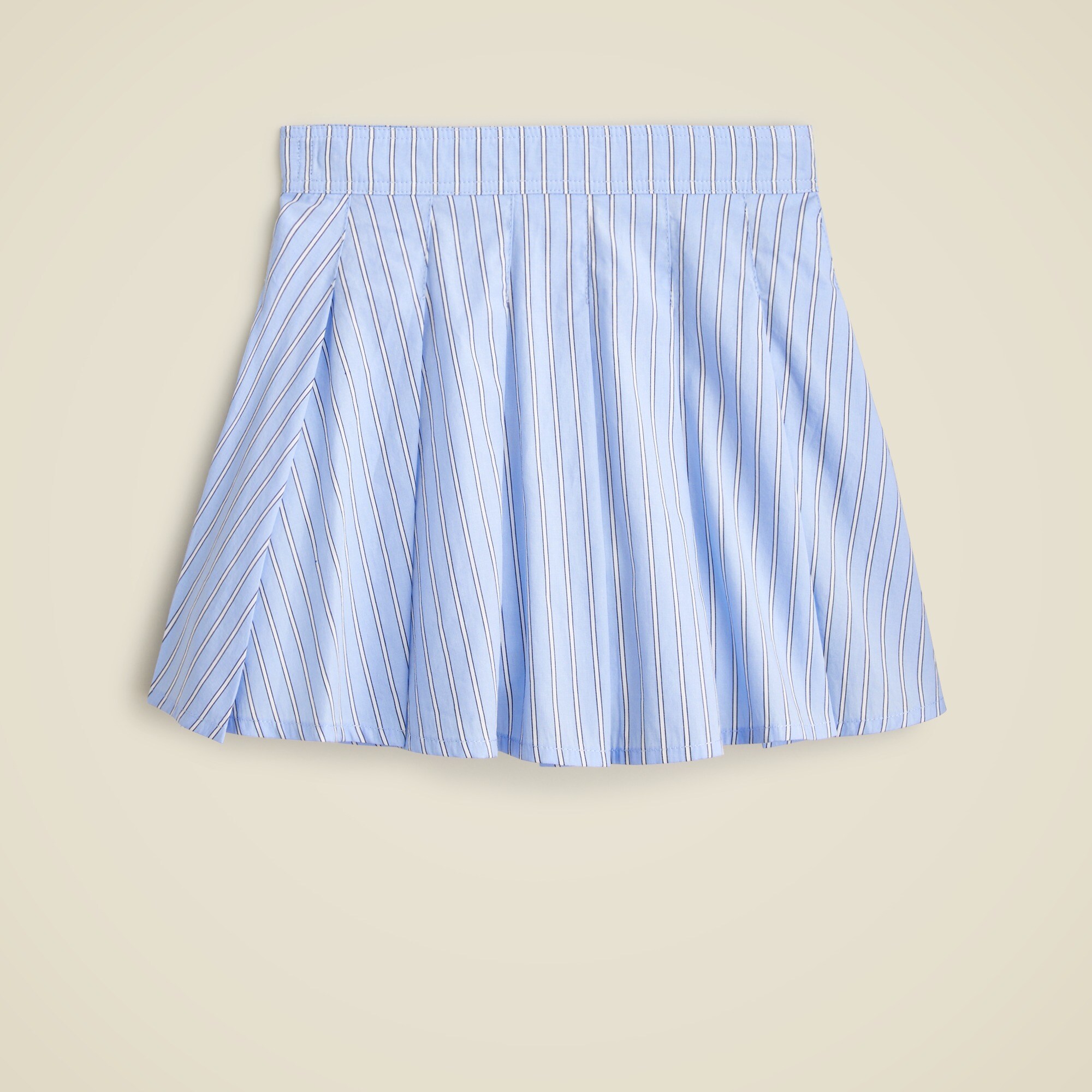 Girls' pleated skirt in striped poplin