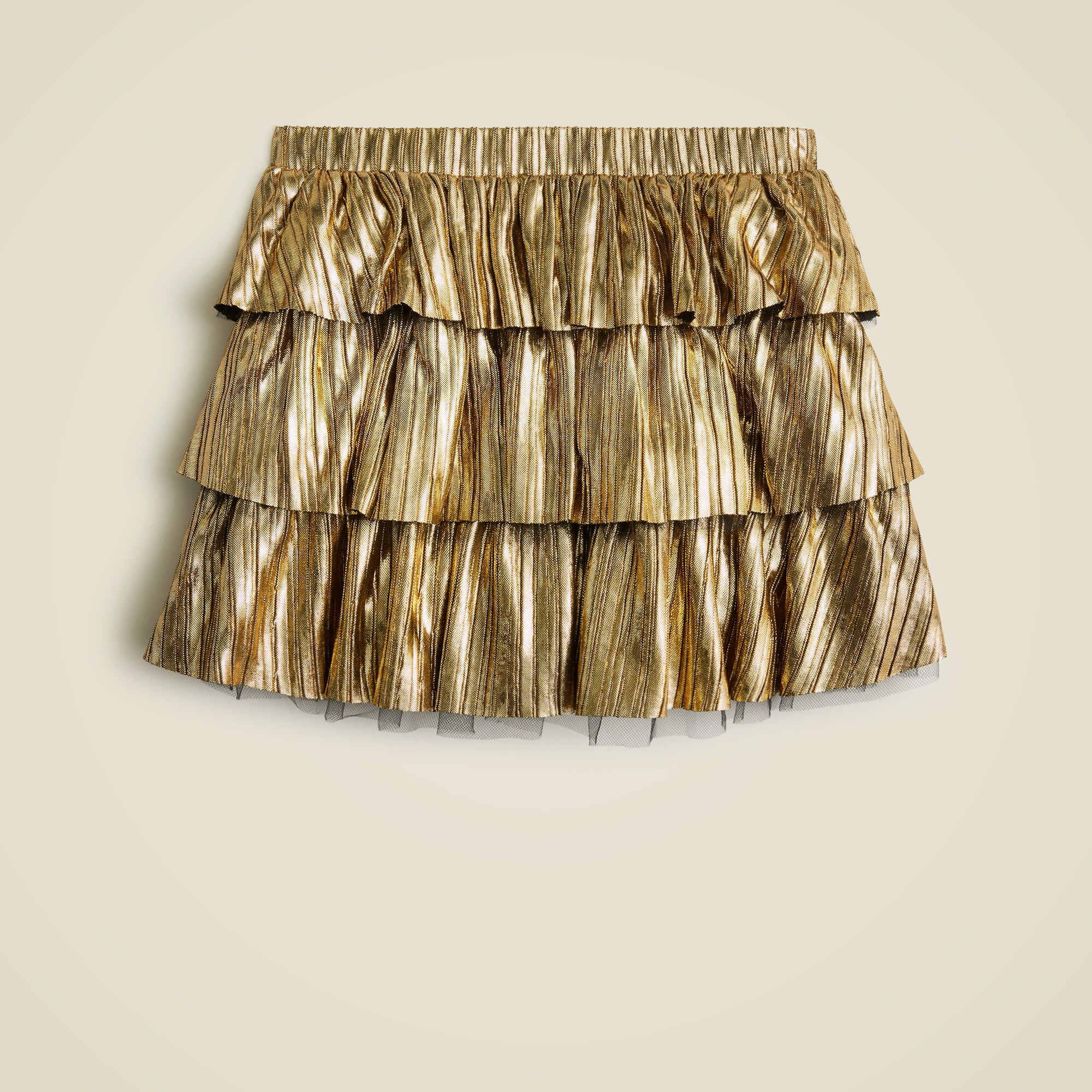 J.Crew Girls Tiered Metallic Mini Skirt With Tulle For Girls