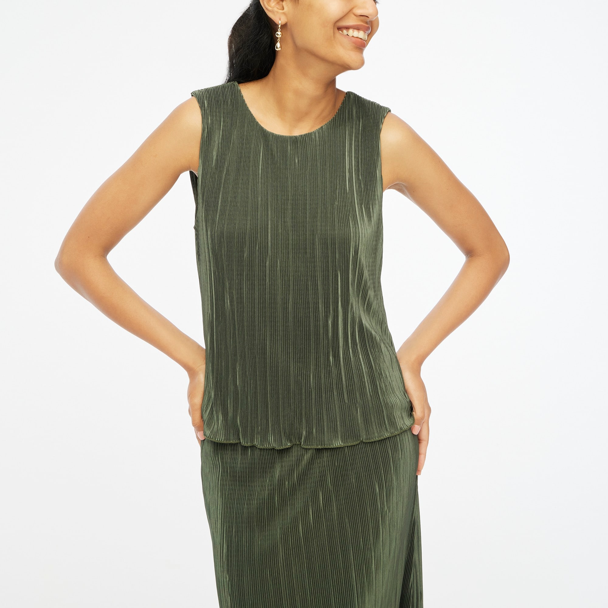 Plissé shell top