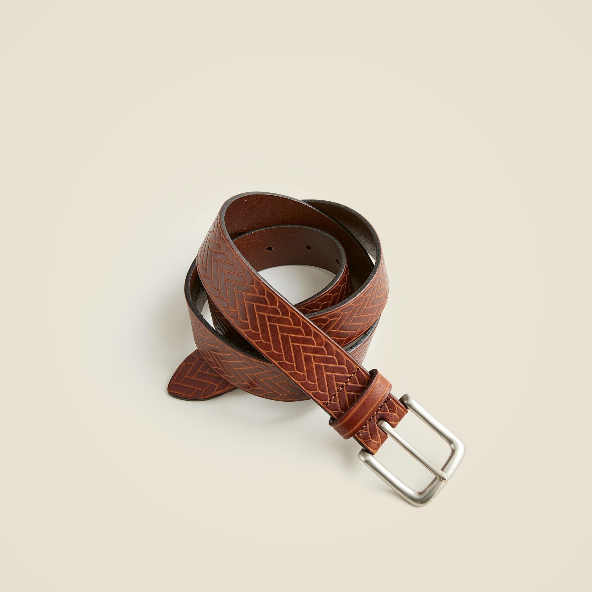 Embossed Italian leather belt