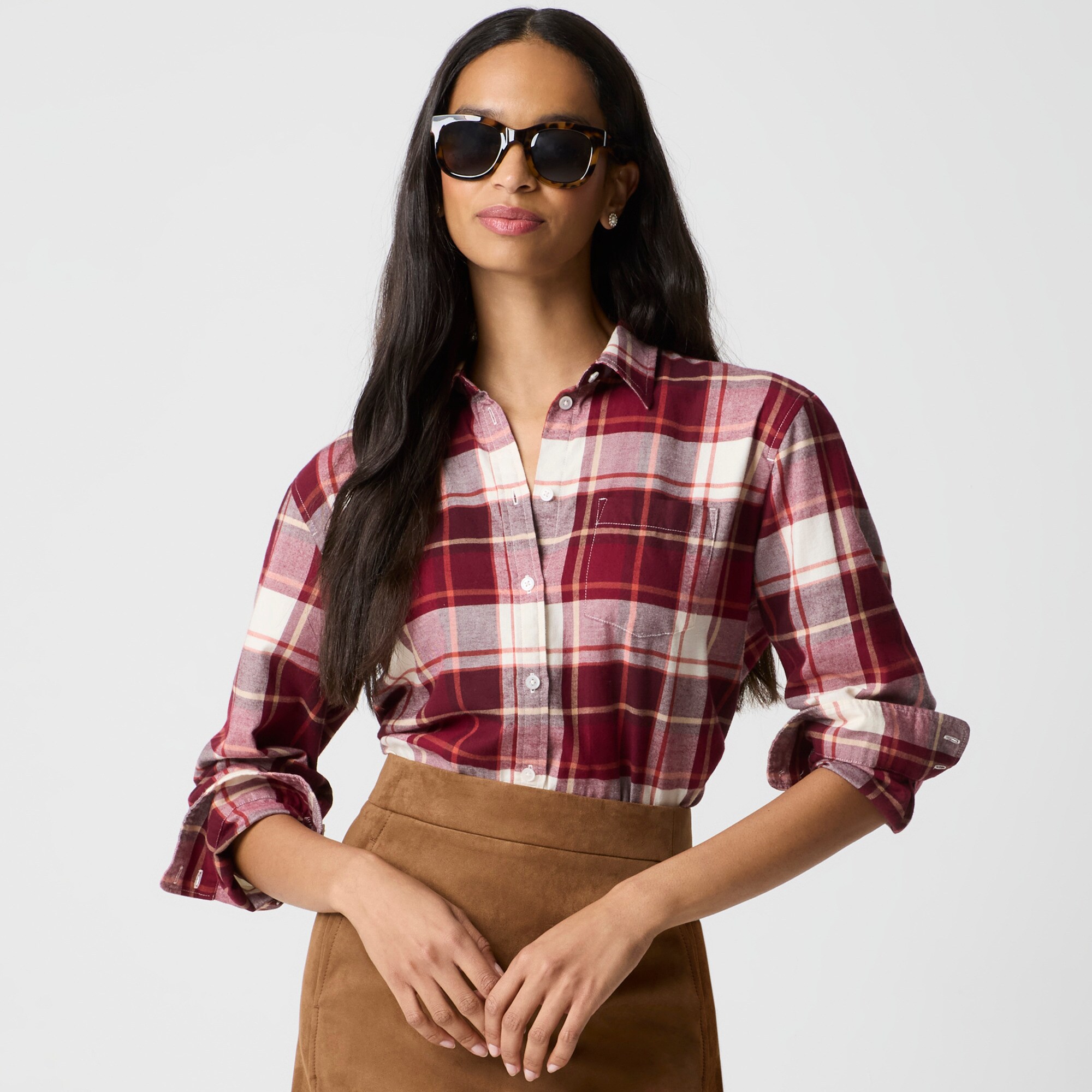 Chemise Femme J.Crew à Carreaux Navy Et Blanc - Taille Petite S (PS) - Occasion Très Bon État