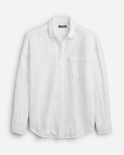 womens Gar&ccedil;on classic shirt in cotton-linen blend gauze