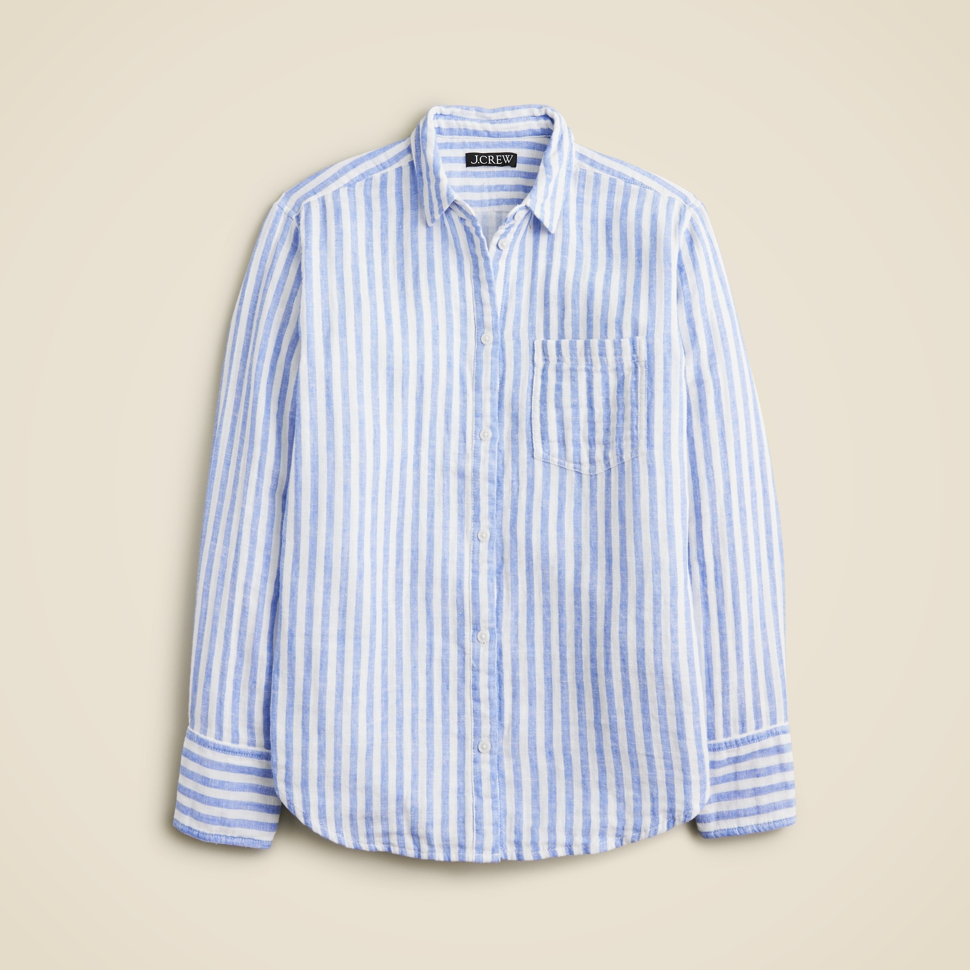 Garçon classic shirt in striped cotton-linen blend gauze