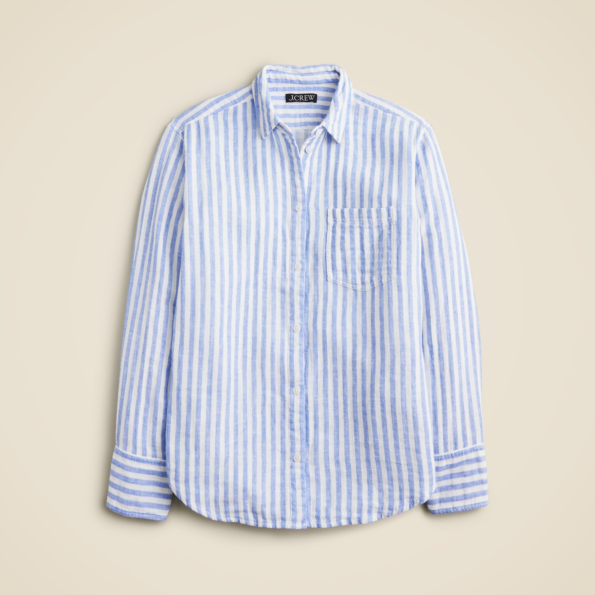 Garçon classic shirt in striped cotton-linen blend gauze