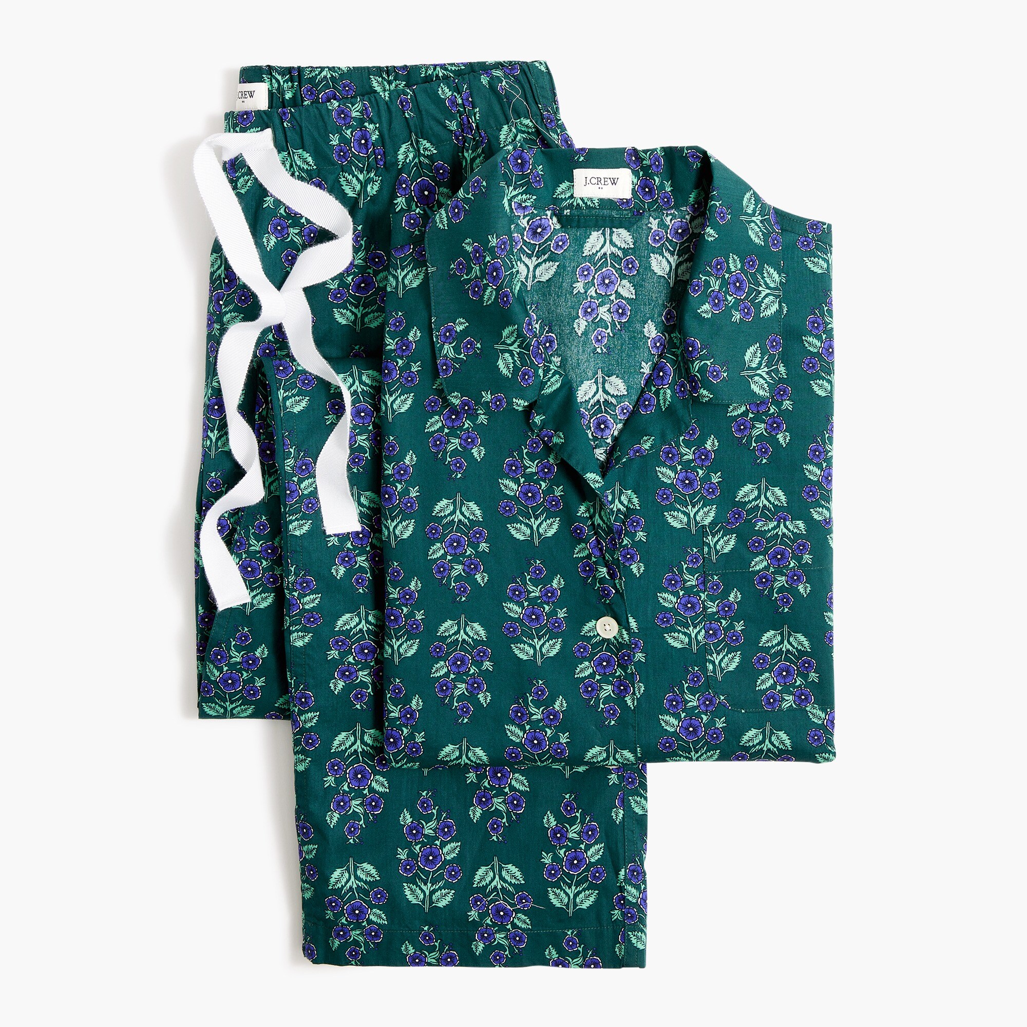 Long-sleeve cotton poplin pajama set