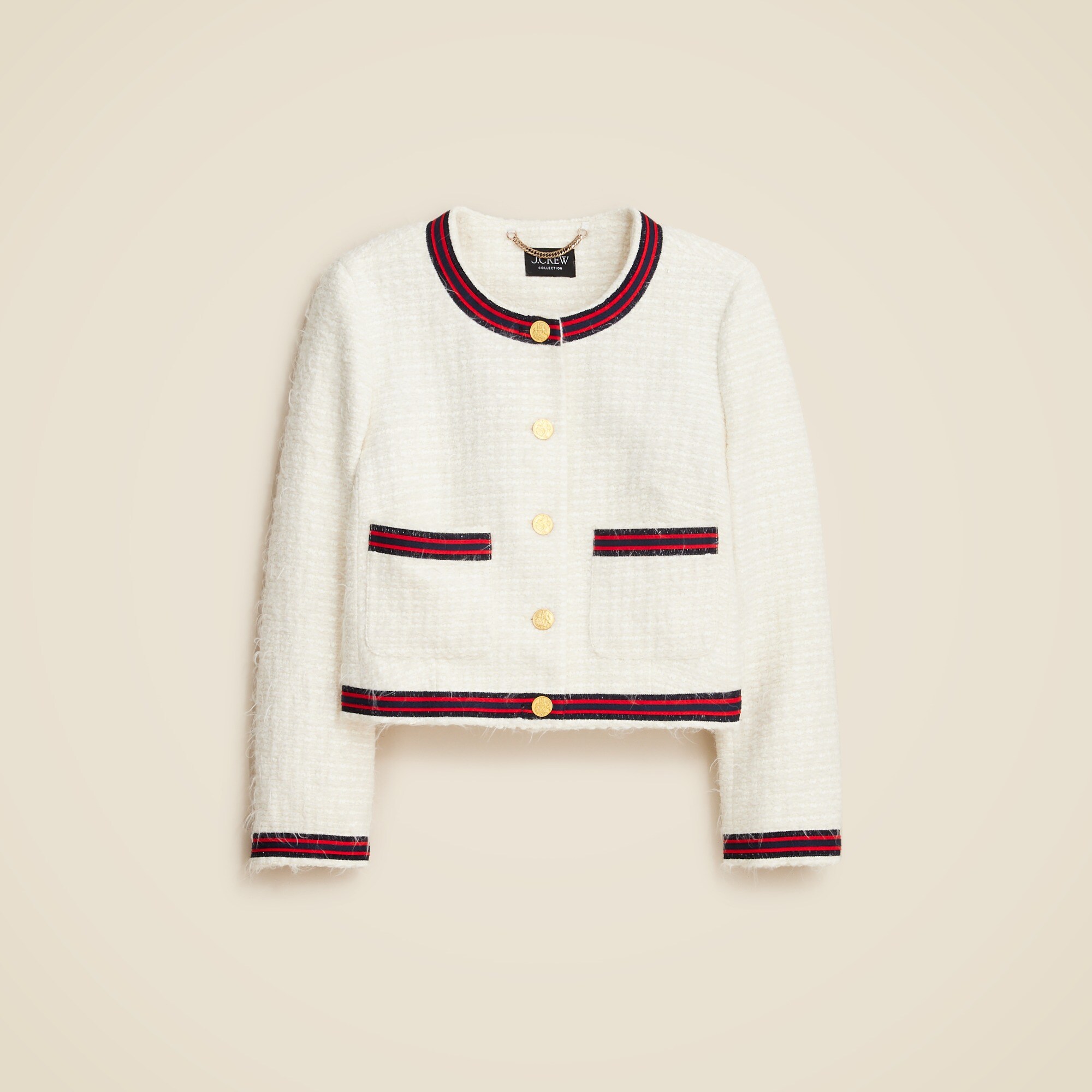 Collection Contrast-trim Lady Jacket In Italian Tweed For Women