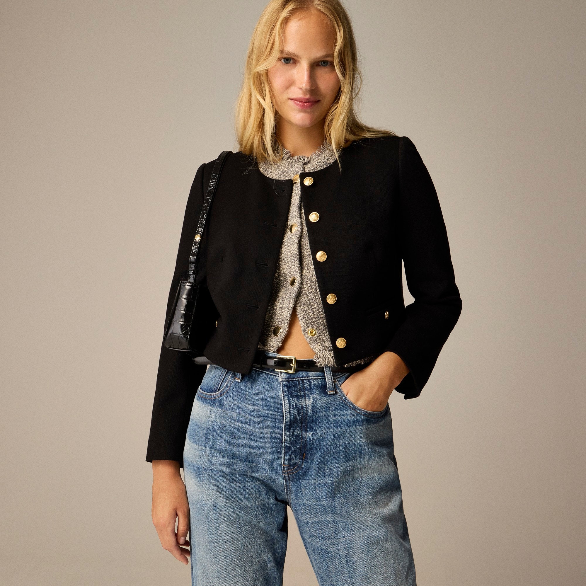 Cropped lady jacket in stretch twill