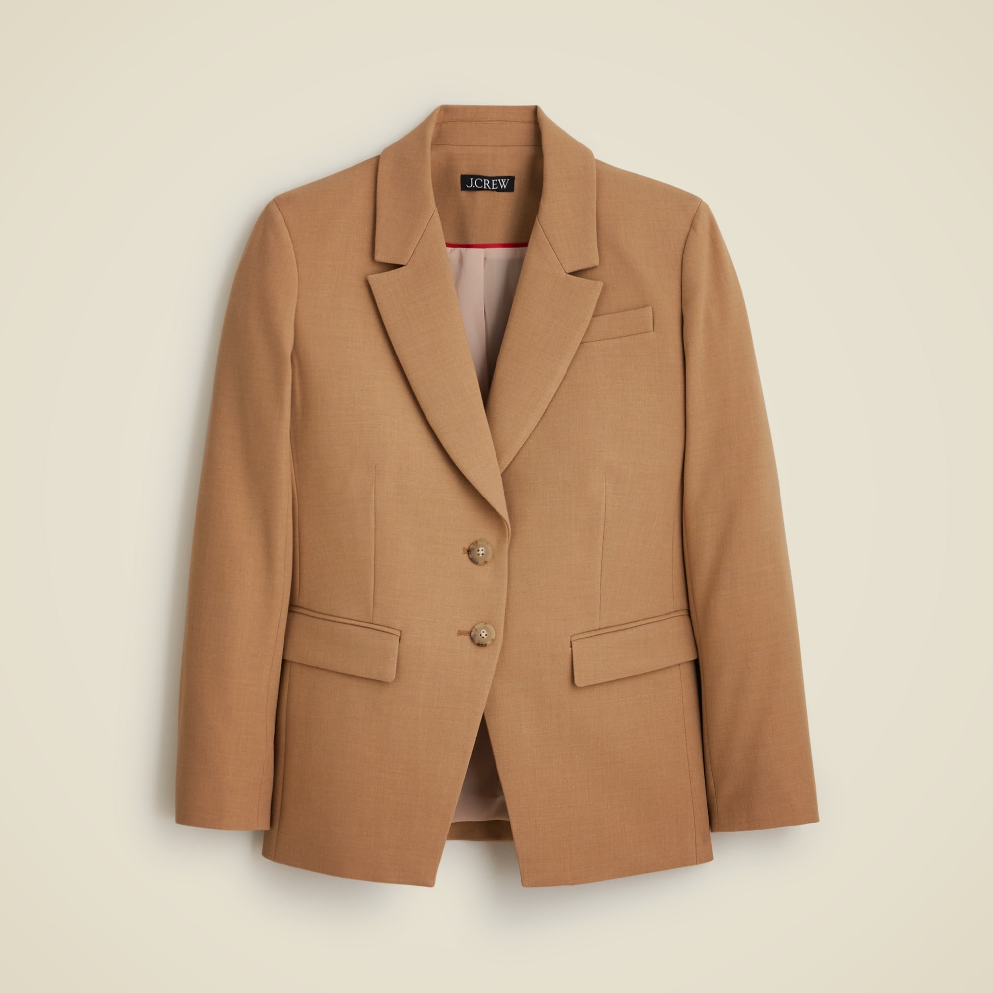 Standing collar blazer in wool-blend flannel