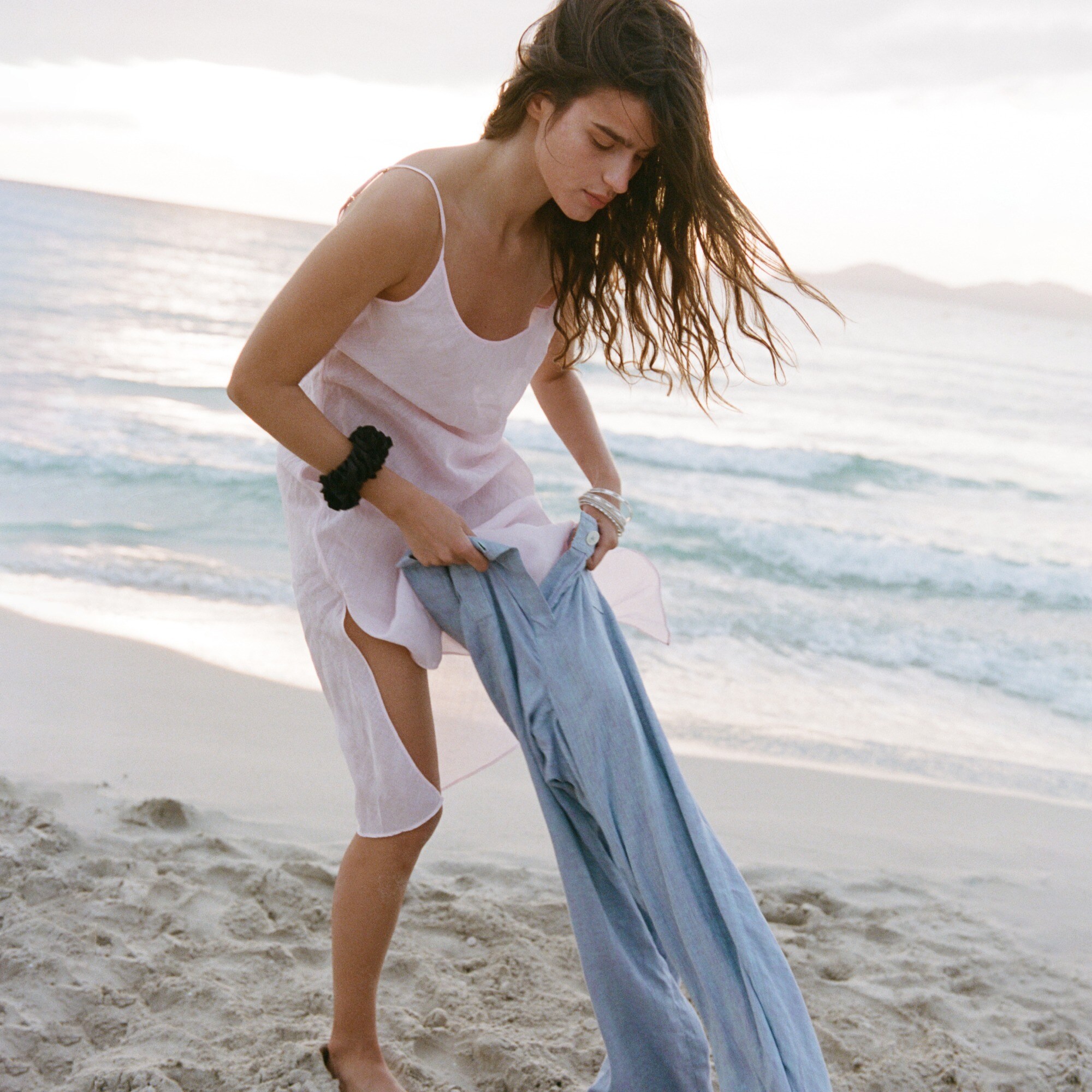 Maryam Nassir Zadeh X J.Crew Sheer Bias-cut Slip Dress In Ramie