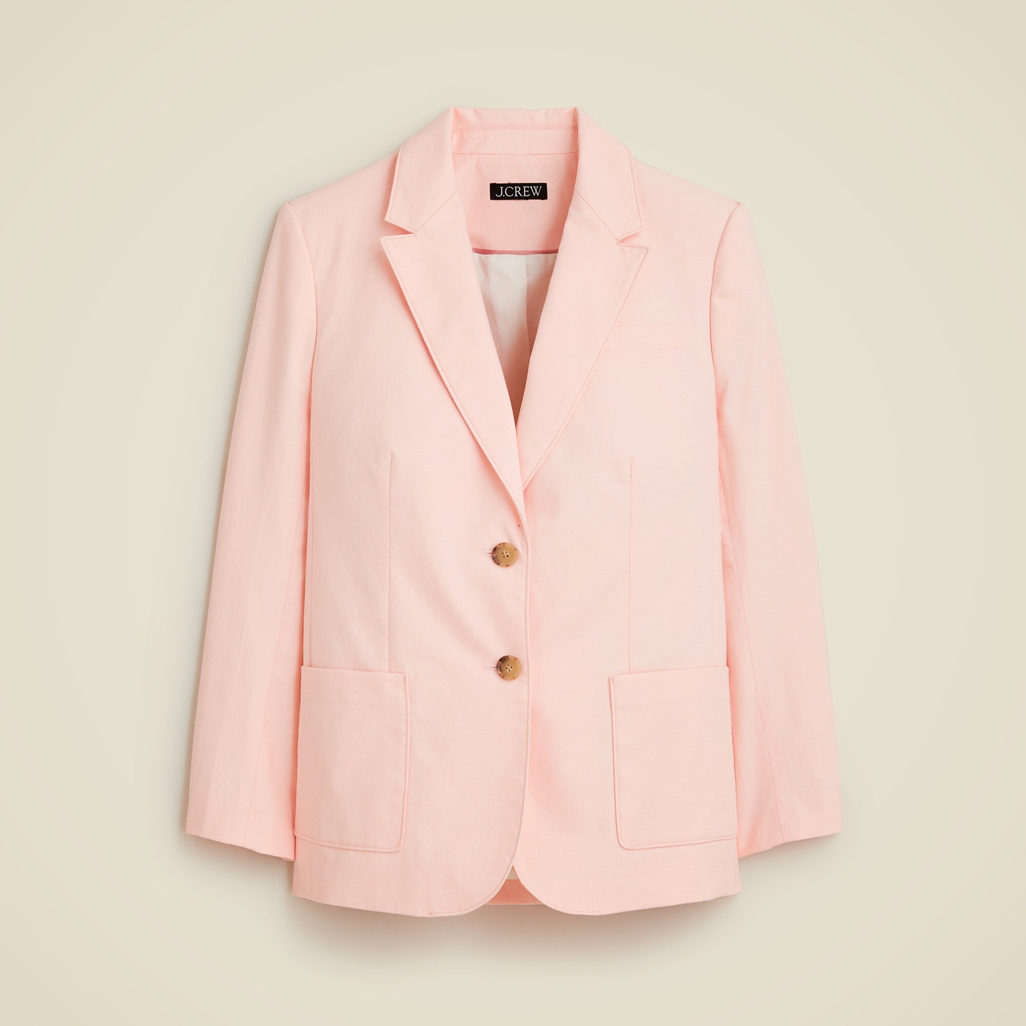 Relaxed patch-pocket blazer in cotton blend