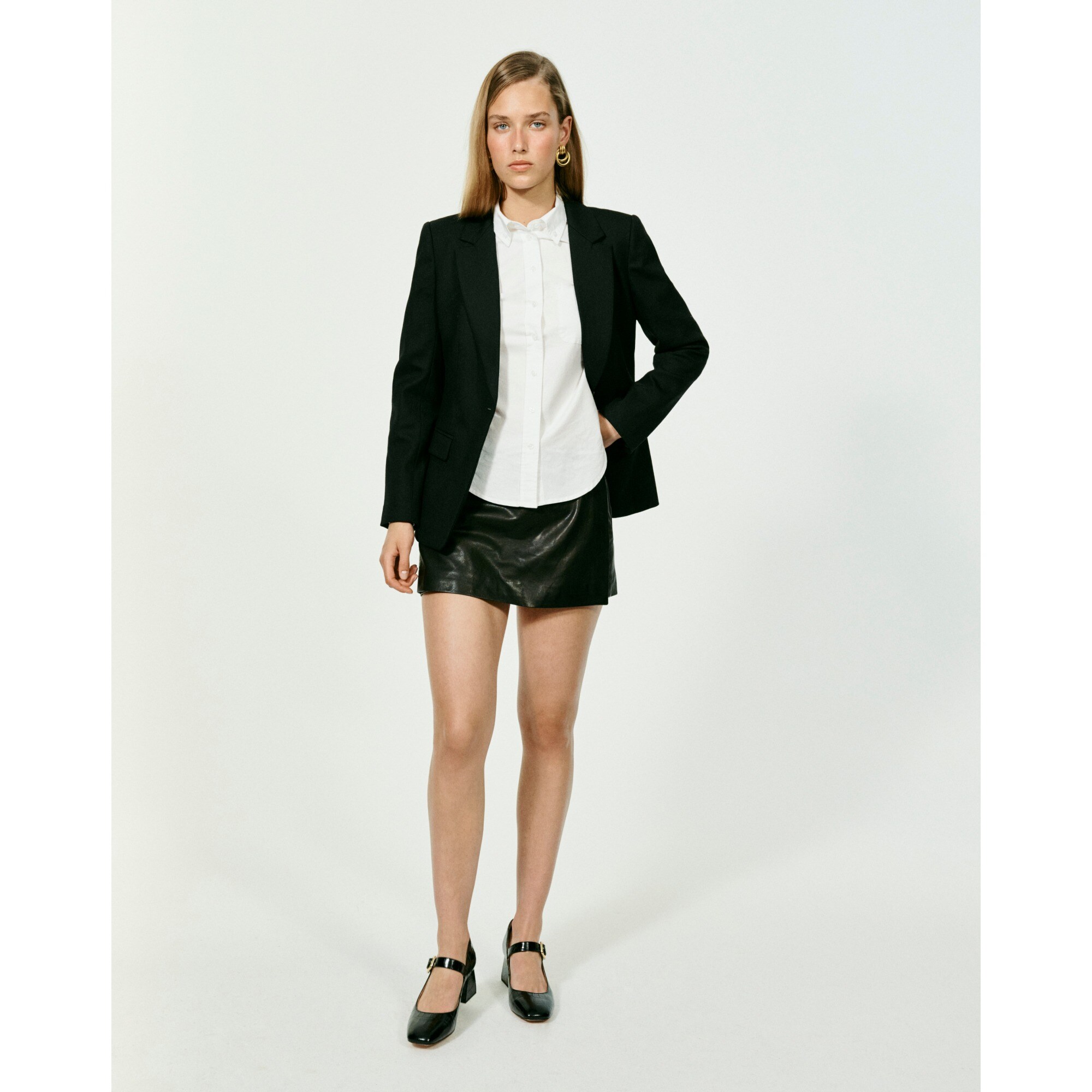 Petite Helena blazer in wool-blend flannel