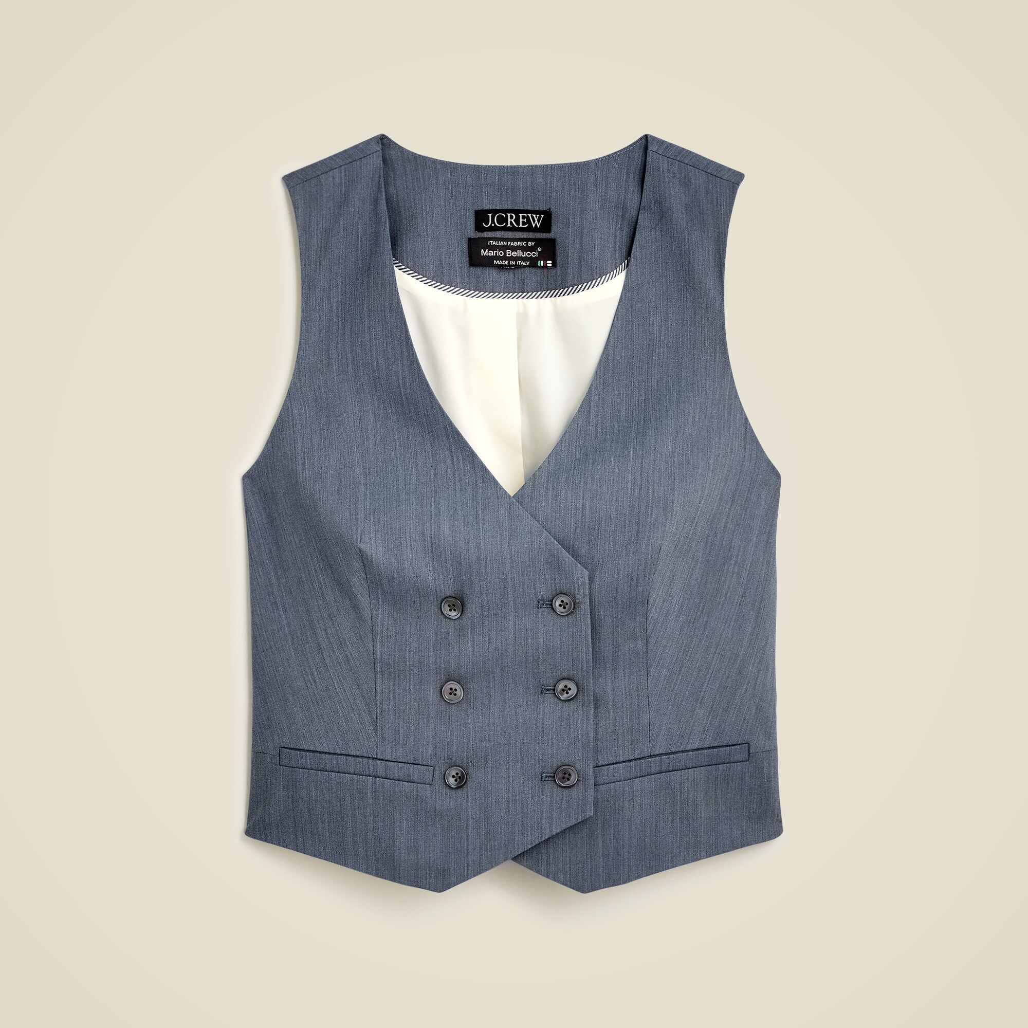 Double-breasted vest in gauzy Italian wool blend